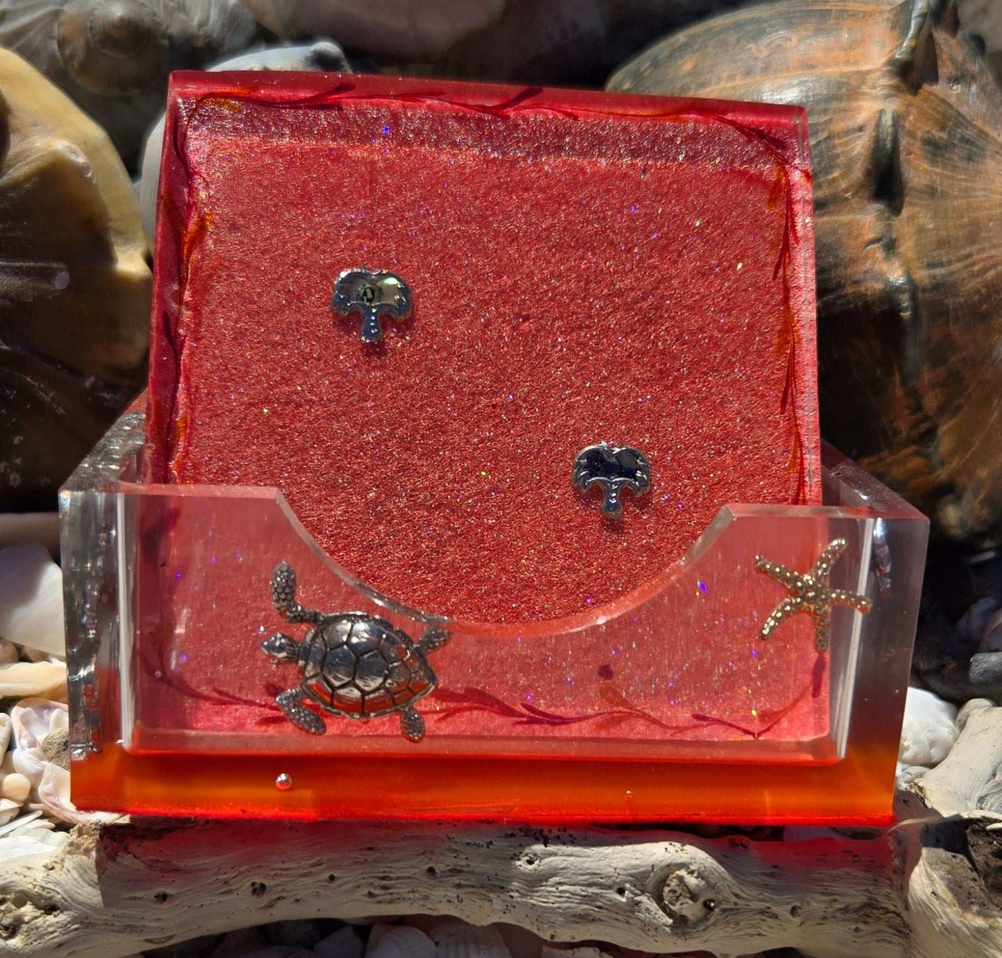 Coral Square Coaster Set Fossil Art Creations