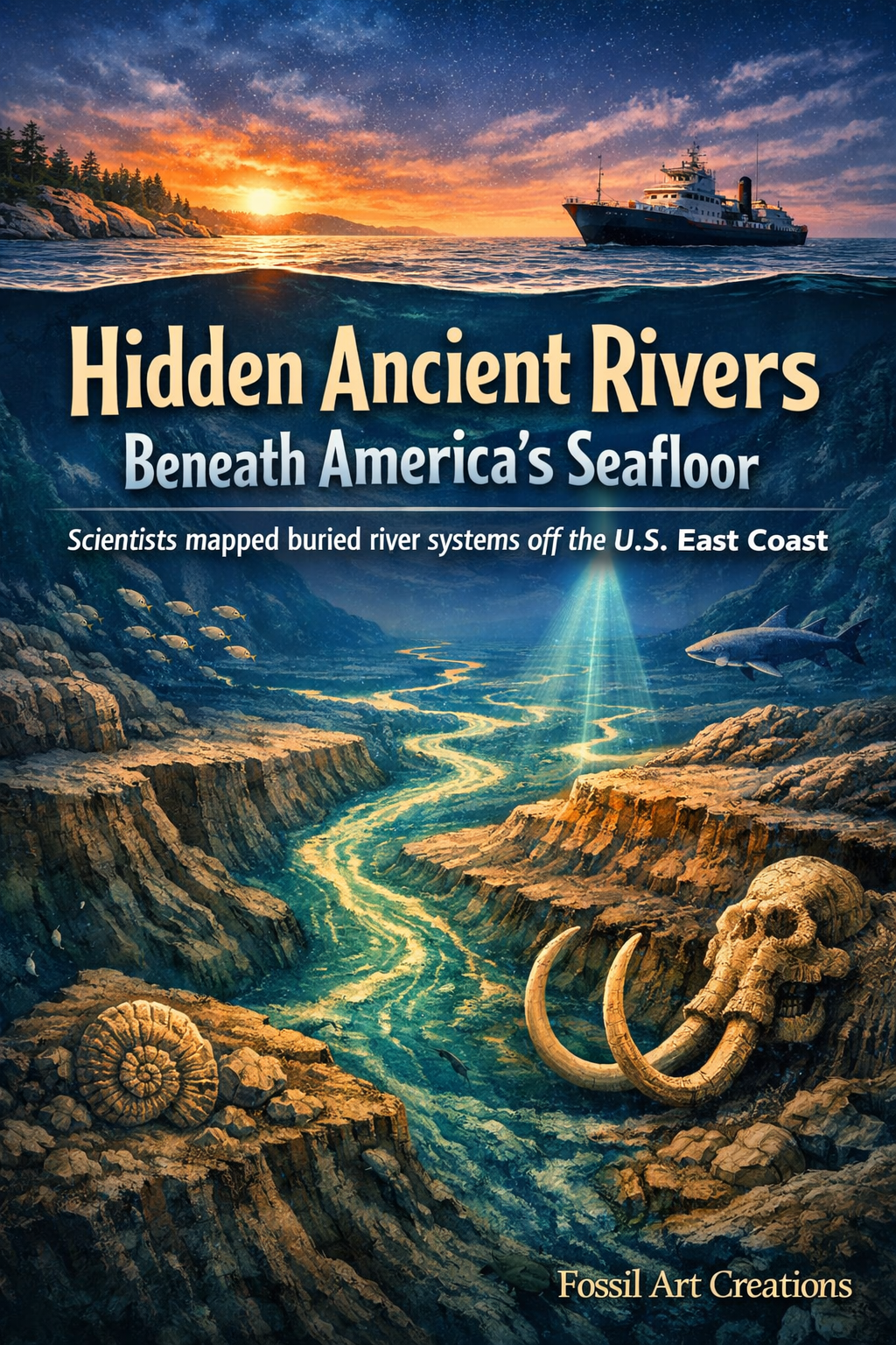 Ancient river channels beneath the Atlantic