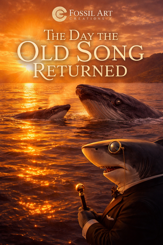 Arthur and whales at sunset