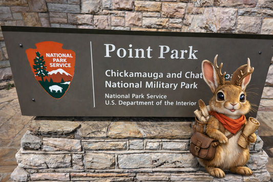 Point Park sign at Chickamauga and Chattanooga National Military Park on Lookout Mountain in Tennessee