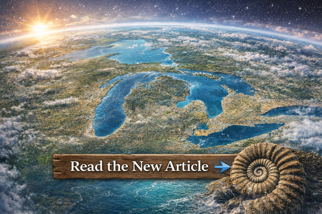 Aerial view of the Great Lakes region showing the five interconnected freshwater lakes