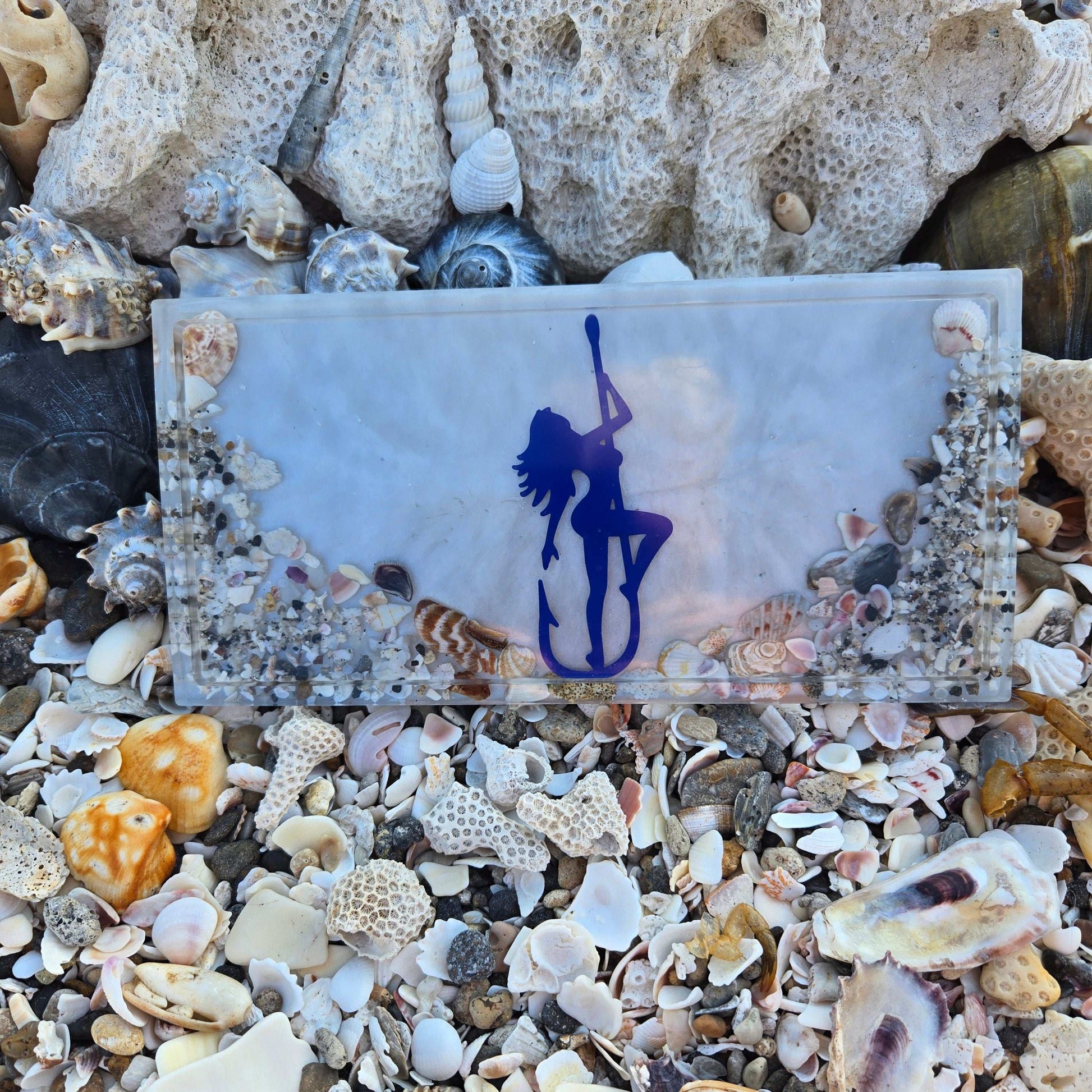Mermaid on the Hook Coastal Resin Tray Fossil Art Creations