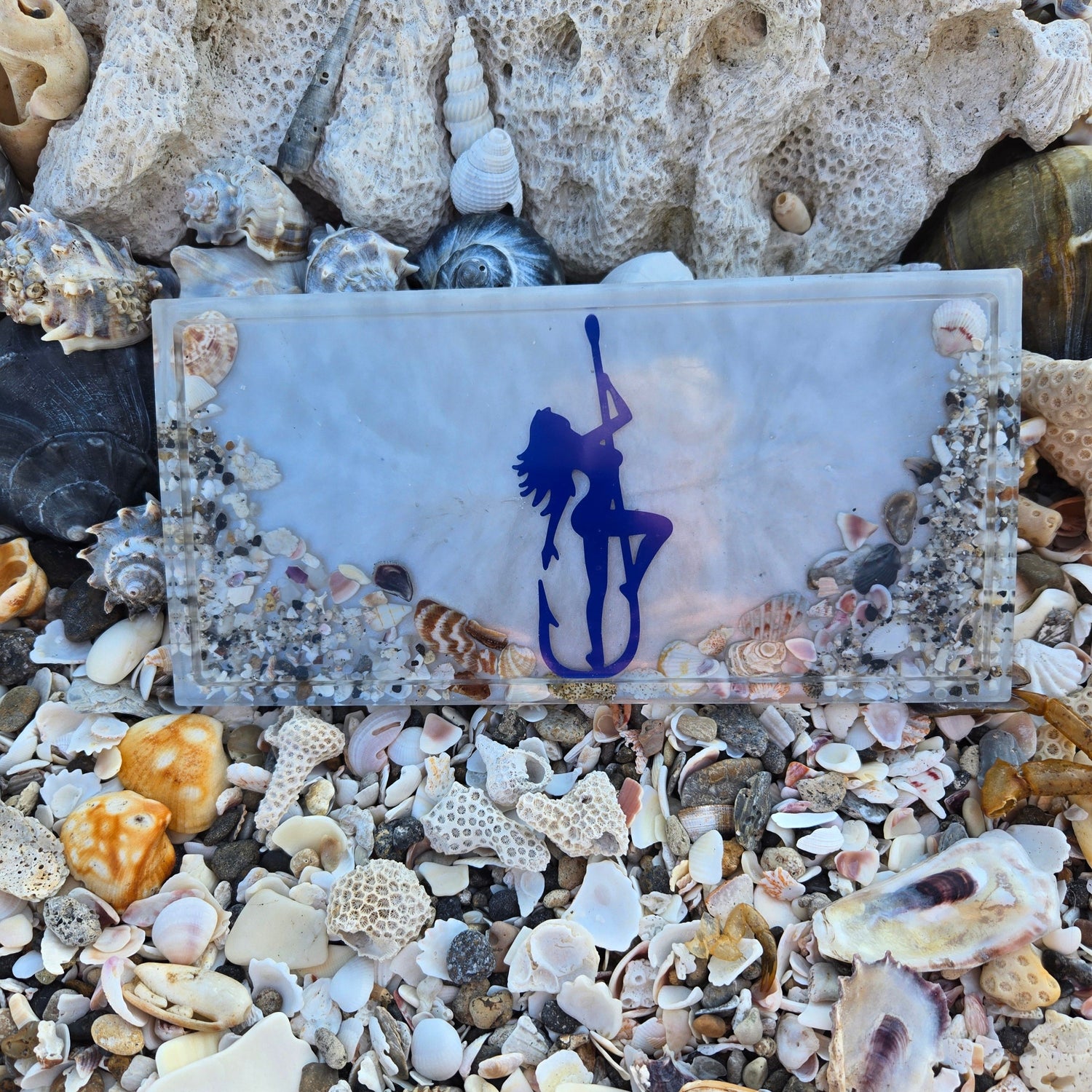 Mermaid on the Hook Coastal Resin Tray Fossil Art Creations
