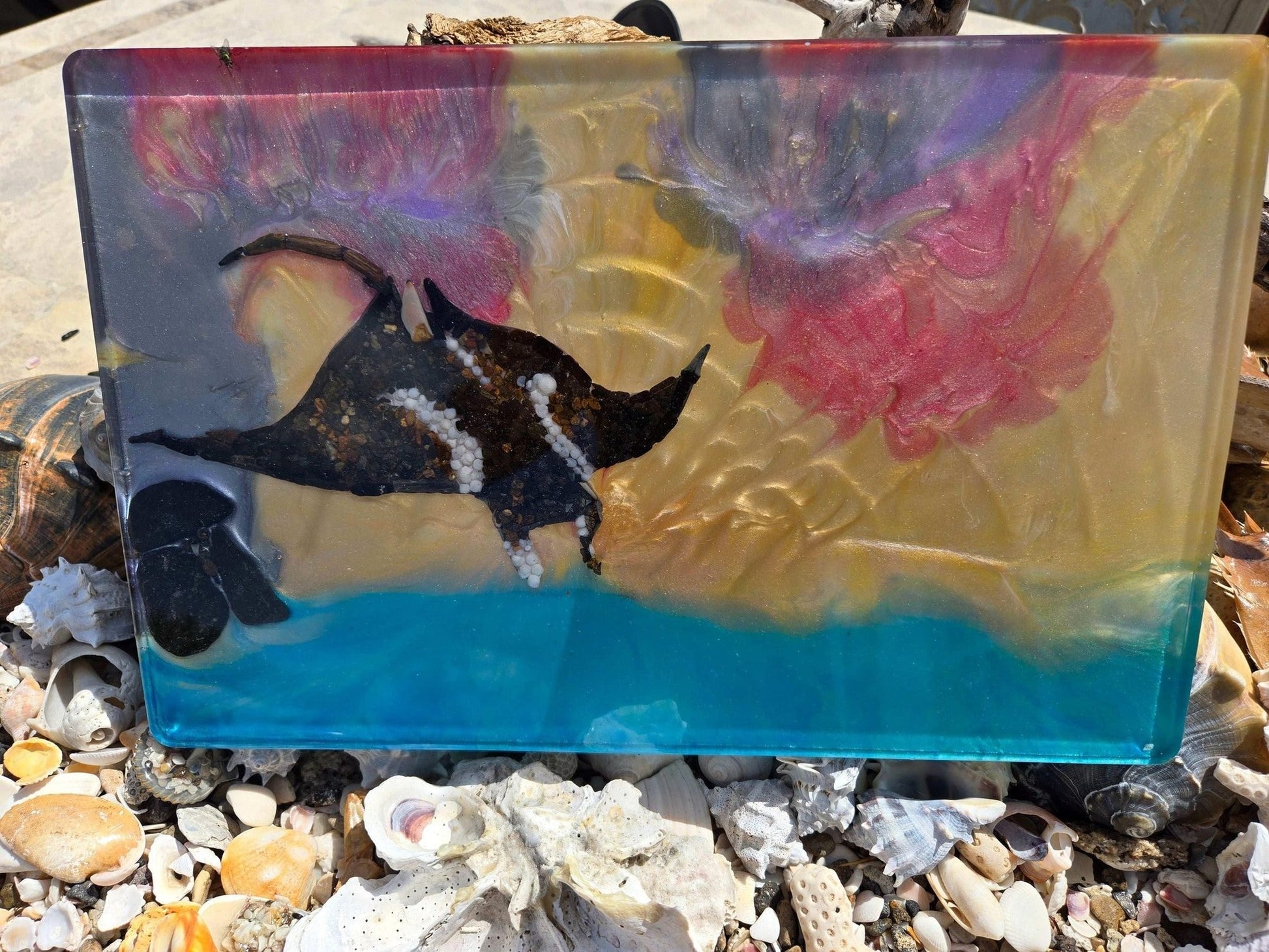 Manta Ray Tray  Fossil Art Creations