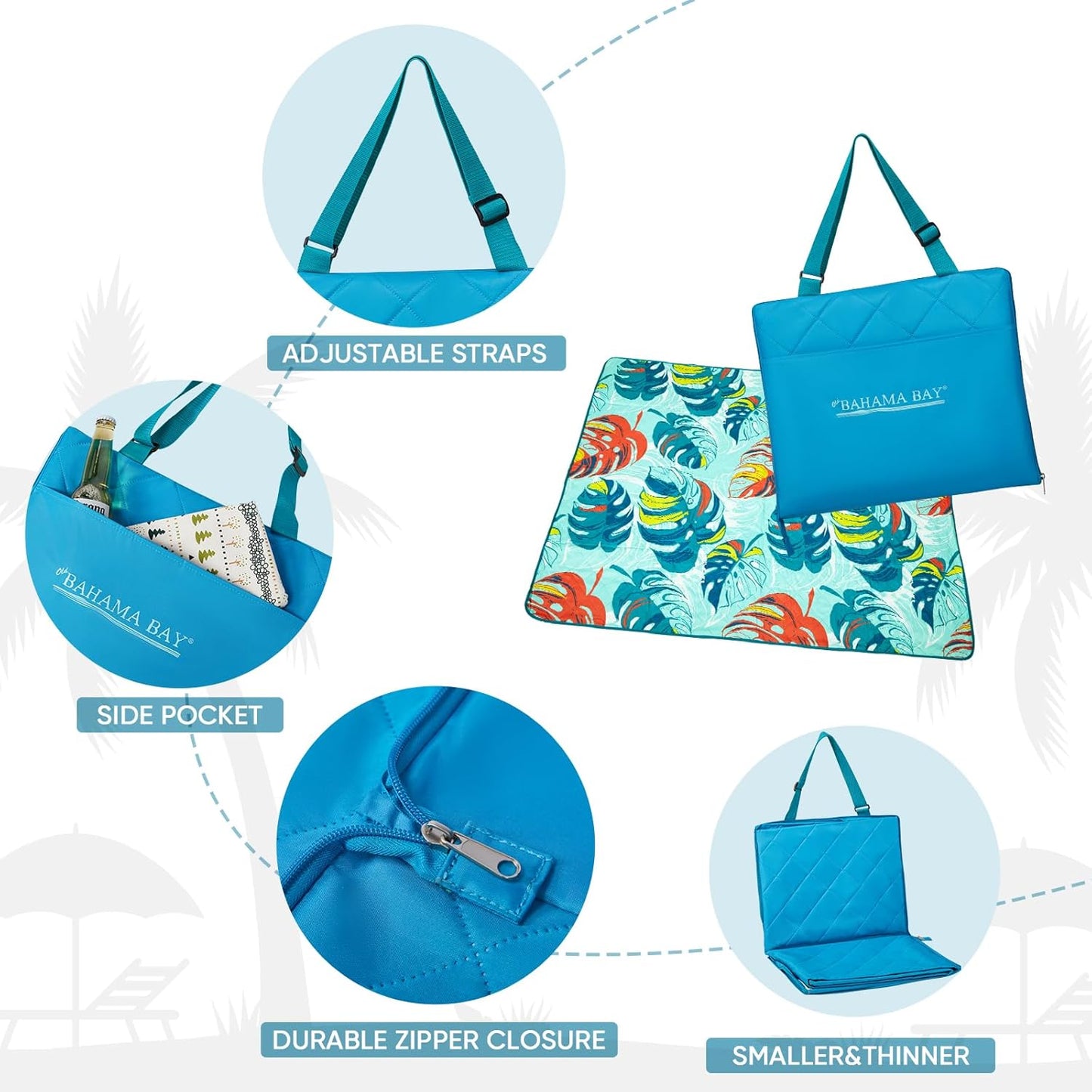 Sand-Proof Beach Blanket — Water-Resistant, Foldable (Old Bahama Bay)