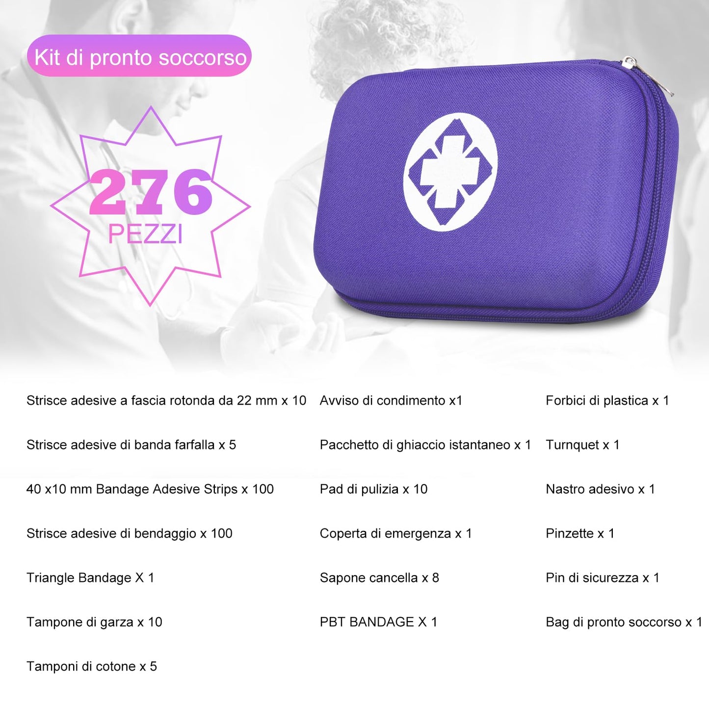 276PCS Small Travel First Aid Kit Supplies for Business, First Aid Kits Backpacking Essentials Items Trauma First Aid Survival Kits for Home Outdoor Adventure, Blue AMORNING
