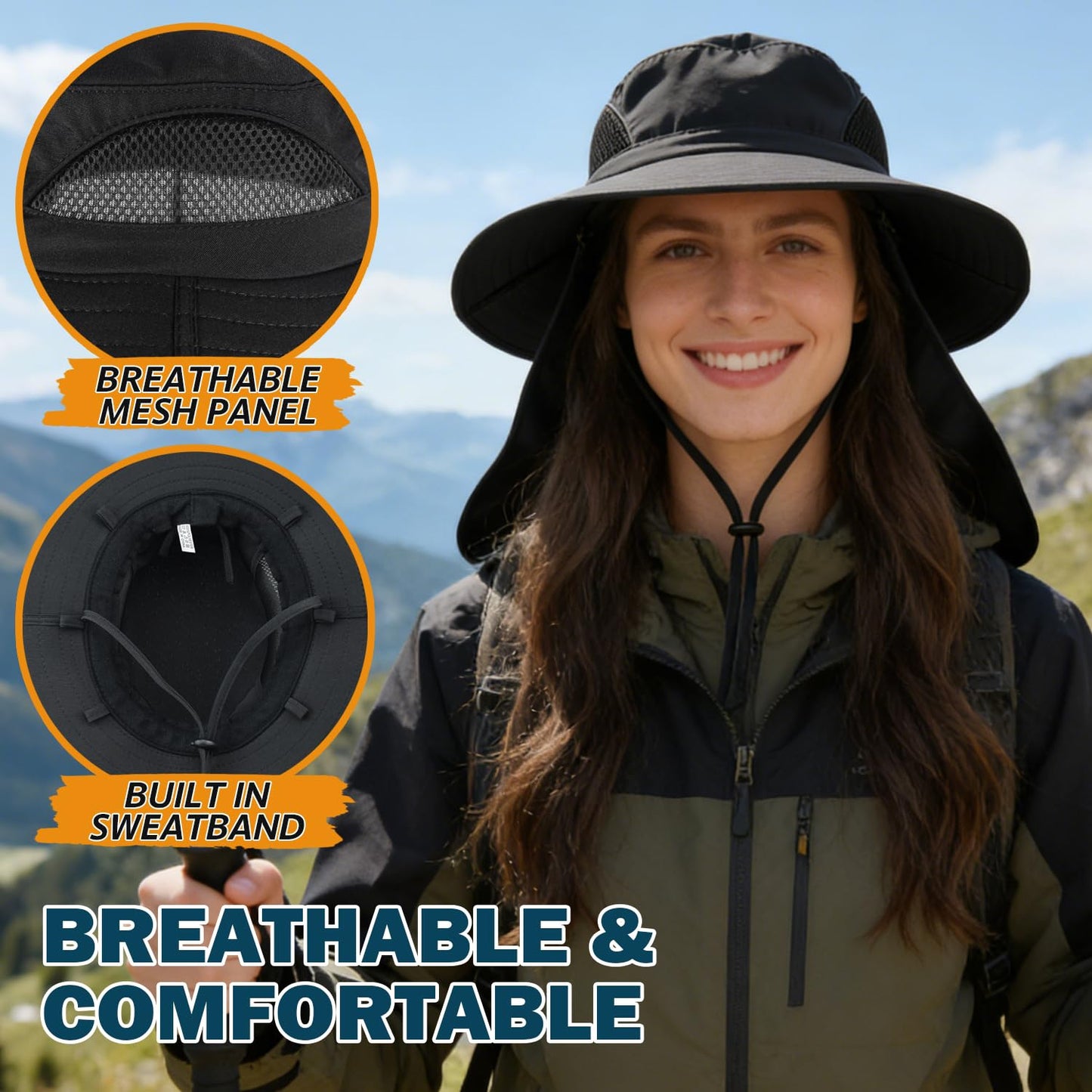 EINSKEY Wide Brim Sun Hat, UPF 50+ UV Protection Waterproof Packable Bucket Hat for Men & Women, Fishing Hiking Beach Garden