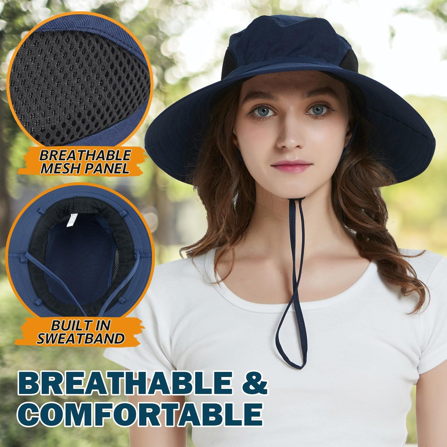 Wide-Brim Sun Hat — UPF 50+, Packable, Waterproof (EINSKEY)