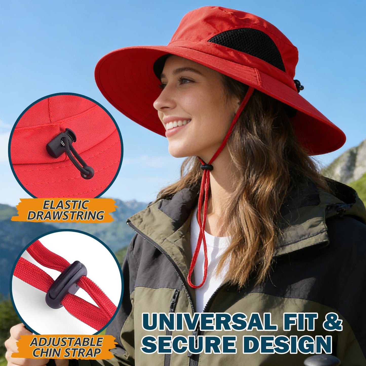 EINSKEY Wide Brim Sun Hat, UPF 50+ UV Protection Waterproof Packable Bucket Hat for Men & Women, Fishing Hiking Beach Garden