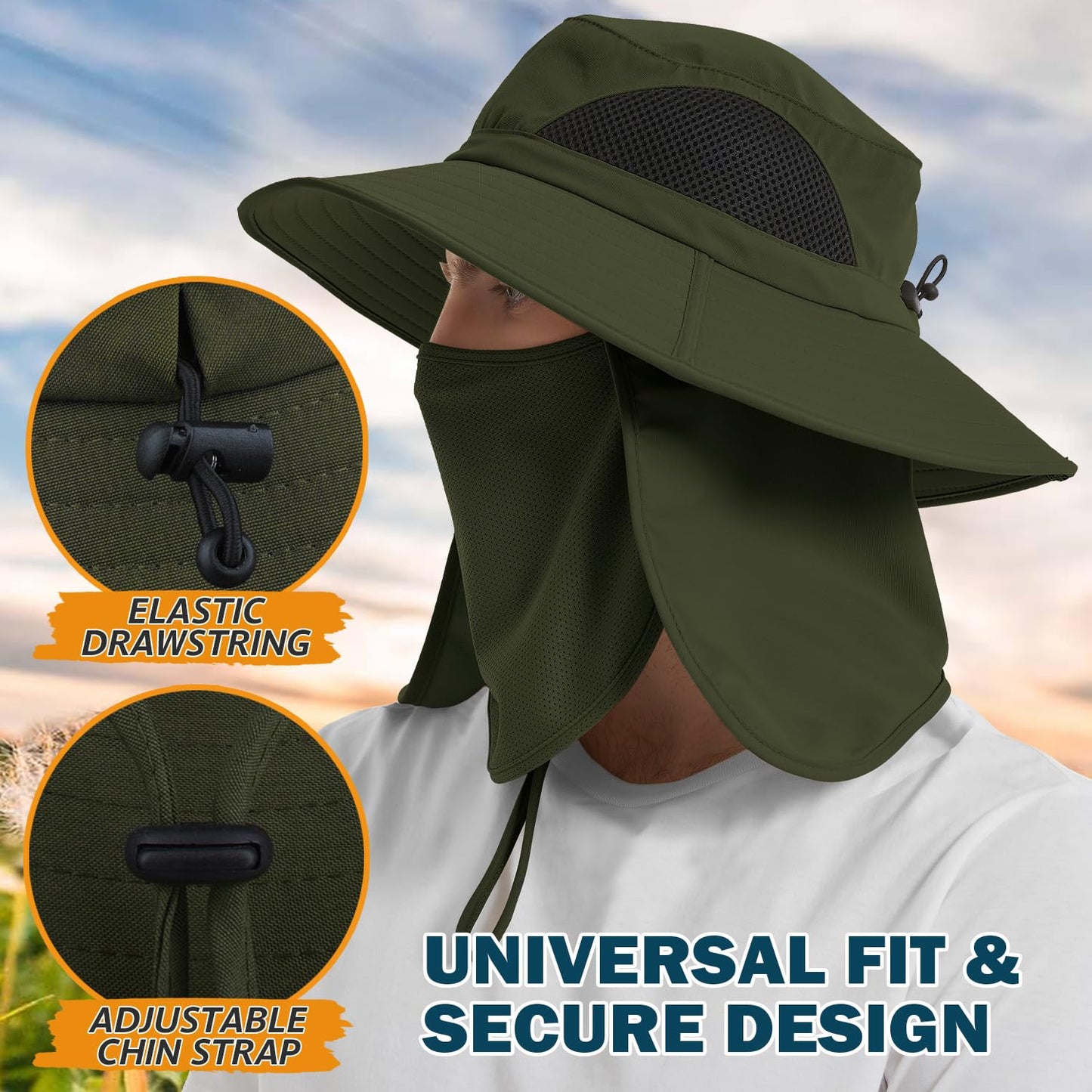 Wide-Brim Sun Hat — UPF 50+, Packable, Waterproof (EINSKEY)