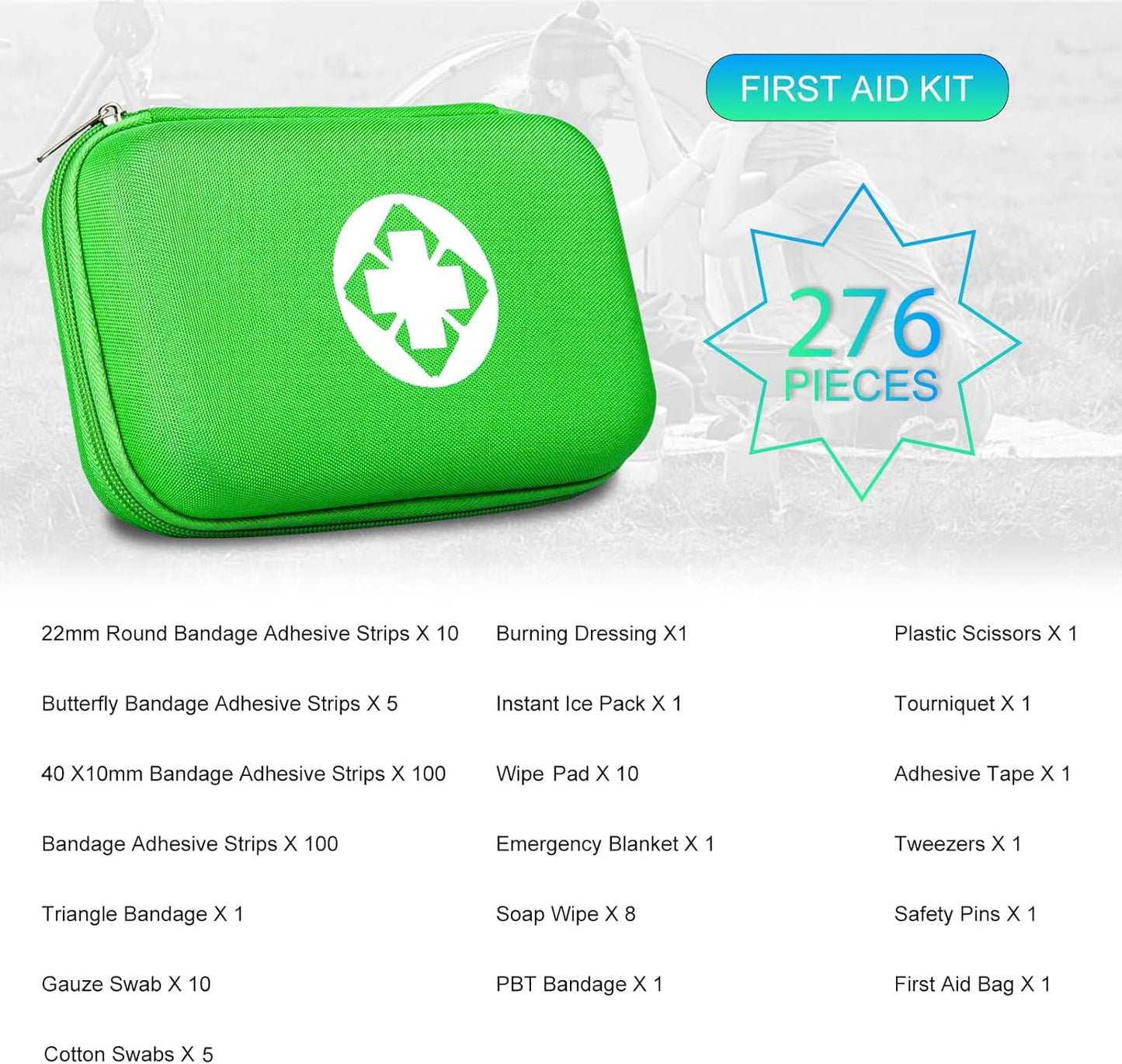 276PCS Small Travel First Aid Kit Supplies for Business, First Aid Kits Backpacking Essentials Items Trauma First Aid Survival Kits for Home Outdoor Adventure, Blue AMORNING