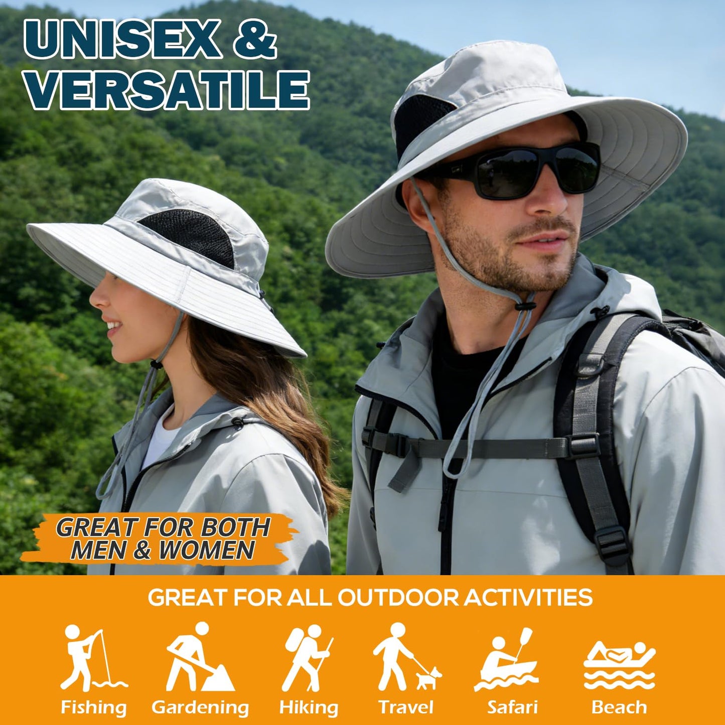 EINSKEY Wide Brim Sun Hat, UPF 50+ UV Protection Waterproof Packable Bucket Hat for Men & Women, Fishing Hiking Beach Garden