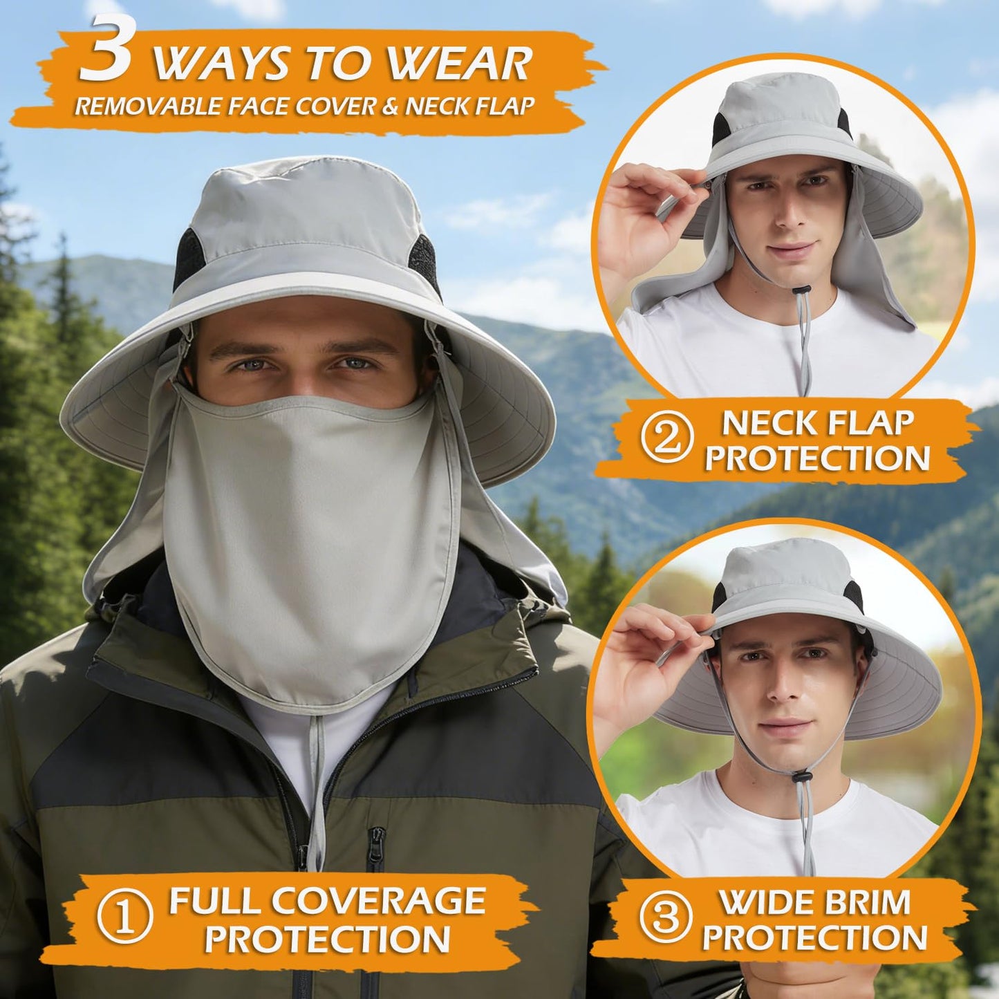 EINSKEY Wide Brim Sun Hat, UPF 50+ UV Protection Waterproof Packable Bucket Hat for Men & Women, Fishing Hiking Beach Garden