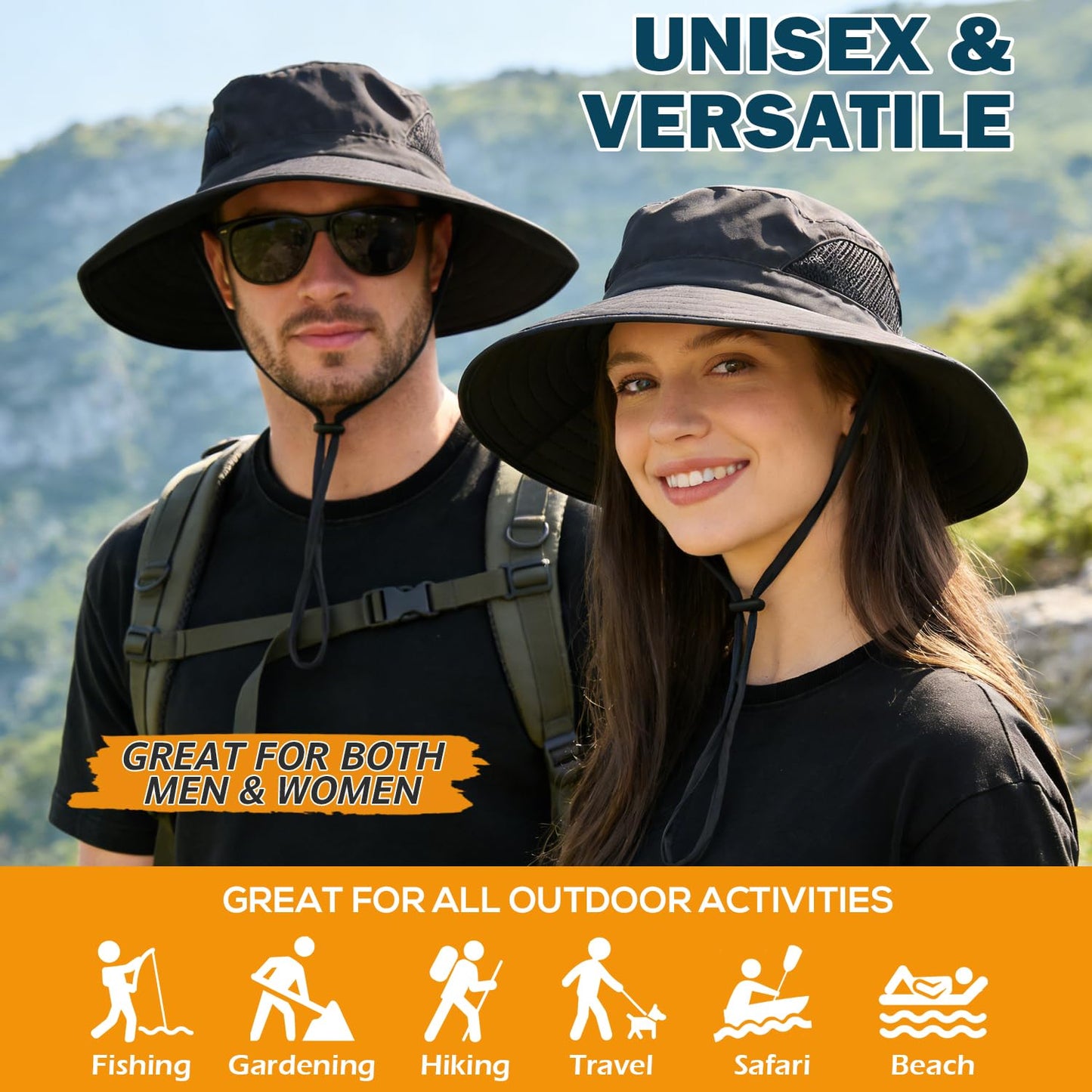 EINSKEY Wide Brim Sun Hat, UPF 50+ UV Protection Waterproof Packable Bucket Hat for Men & Women, Fishing Hiking Beach Garden