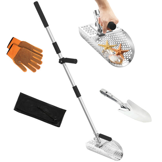 Stainless Sand Scoop — Long-Handle, Fast Sifting (Metal Detecting/Beach)