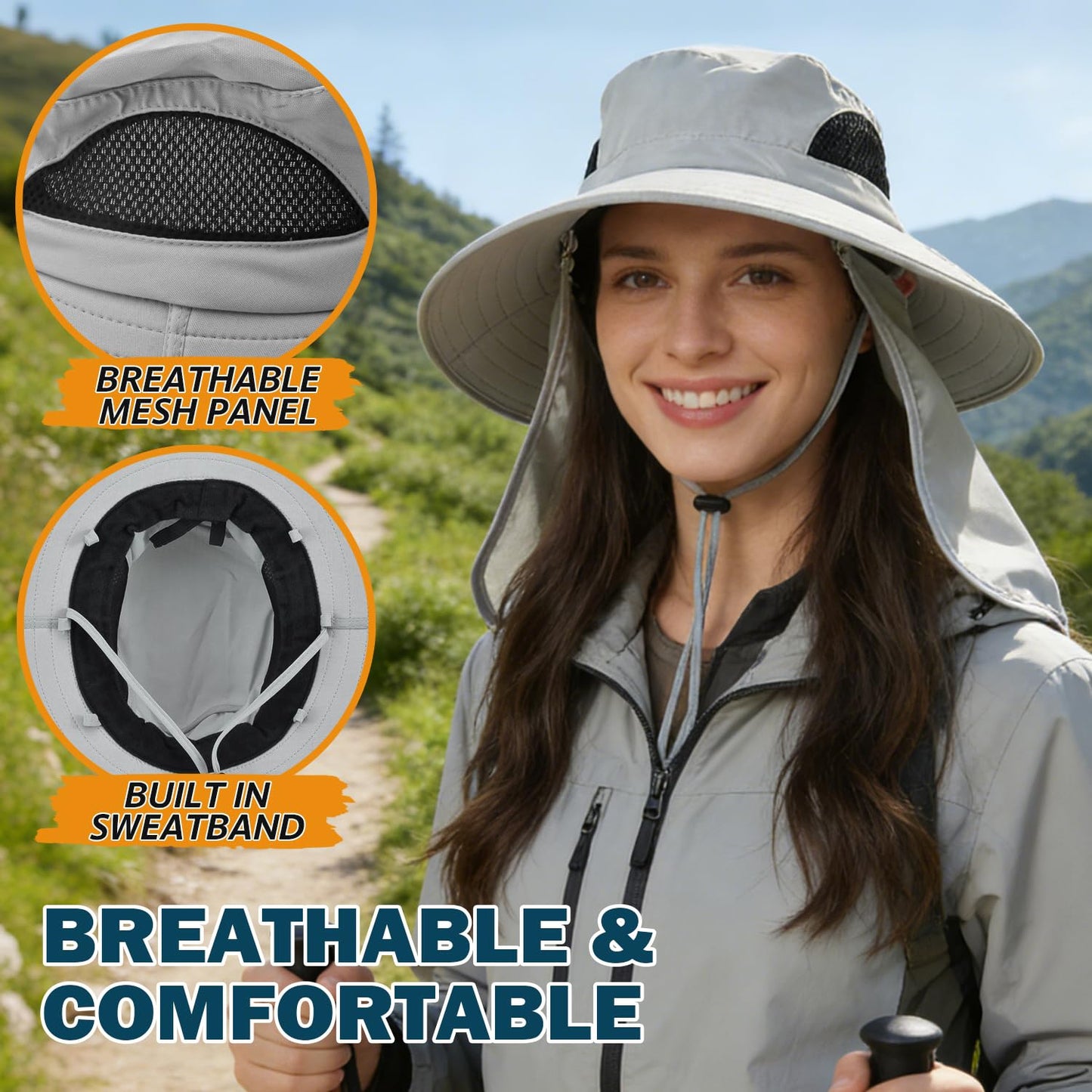 EINSKEY Wide Brim Sun Hat, UPF 50+ UV Protection Waterproof Packable Bucket Hat for Men & Women, Fishing Hiking Beach Garden