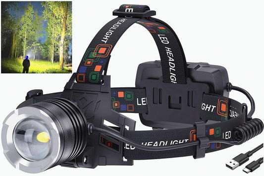 Rechargeable LED Headlamp — Adjustable Focus, IPX6, 5 Modes (BERCOL)