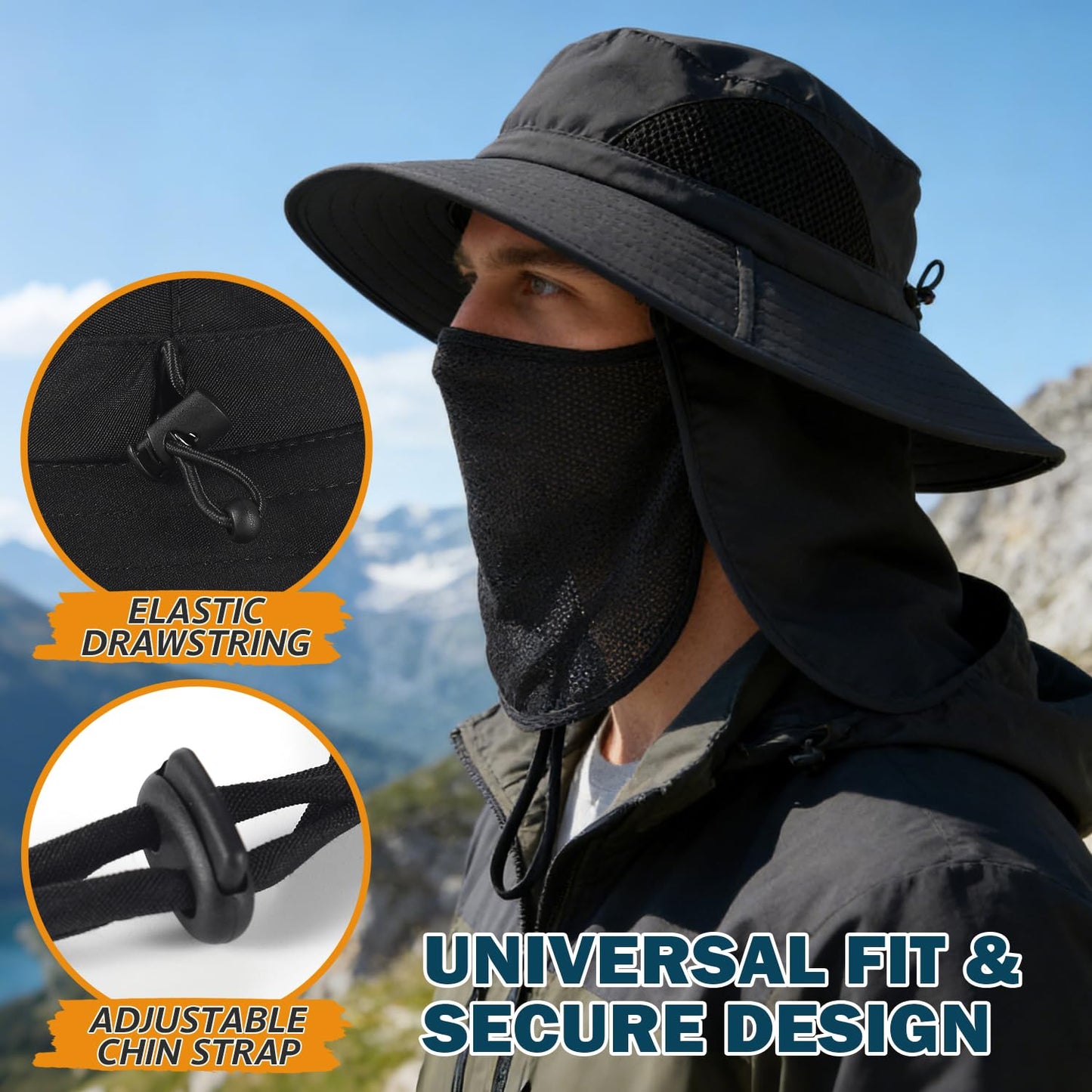 EINSKEY Wide Brim Sun Hat, UPF 50+ UV Protection Waterproof Packable Bucket Hat for Men & Women, Fishing Hiking Beach Garden