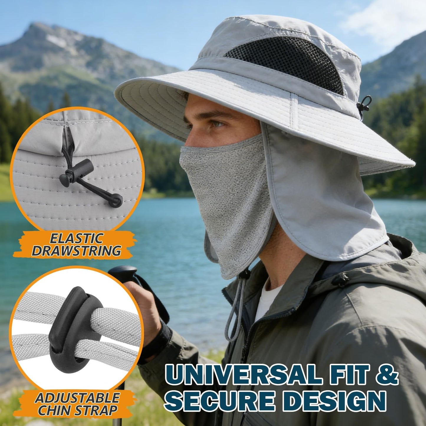 EINSKEY Wide Brim Sun Hat, UPF 50+ UV Protection Waterproof Packable Bucket Hat for Men & Women, Fishing Hiking Beach Garden