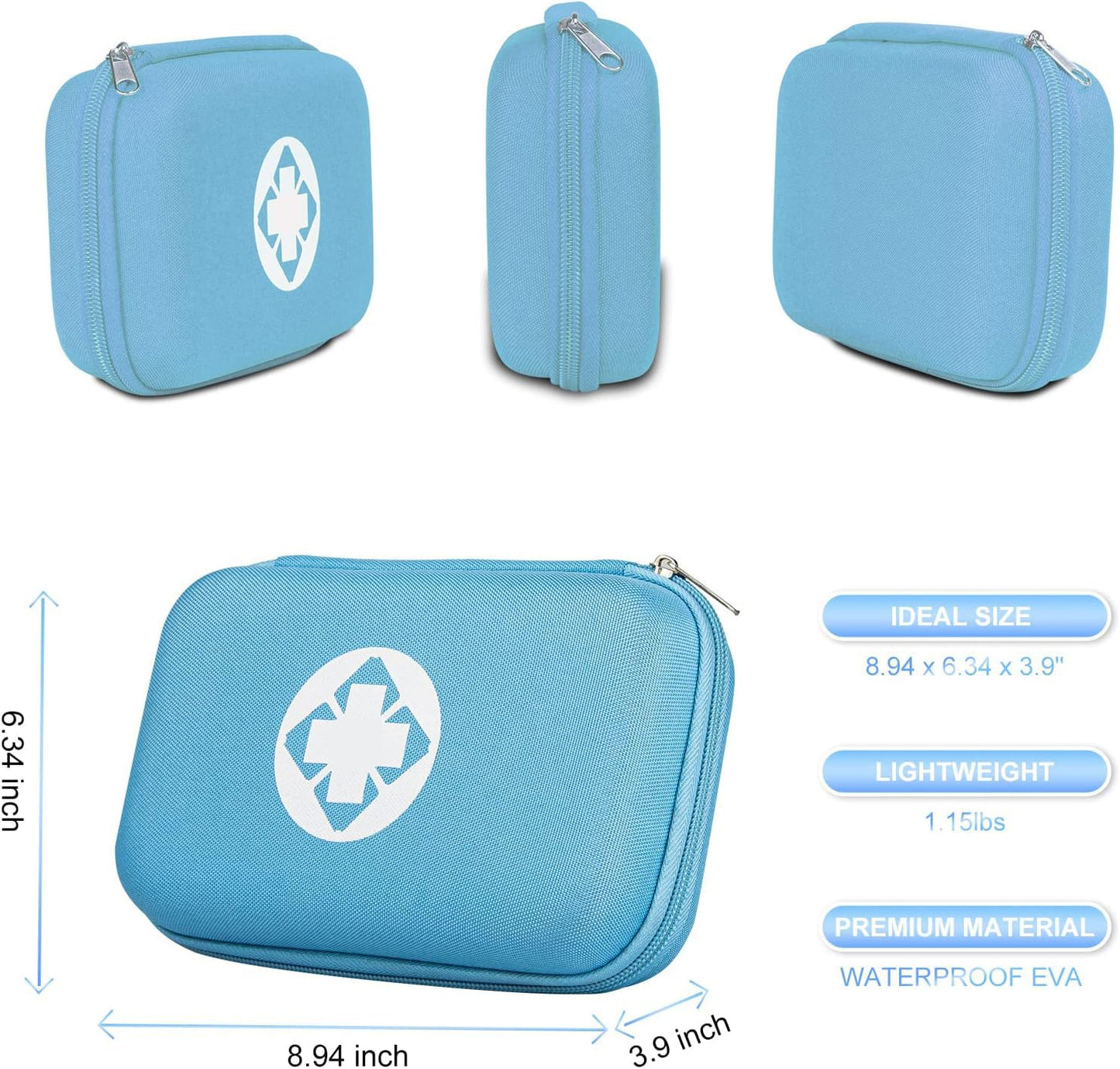 276PCS Small Travel First Aid Kit Supplies for Business, First Aid Kits Backpacking Essentials Items Trauma First Aid Survival Kits for Home Outdoor Adventure, Blue AMORNING