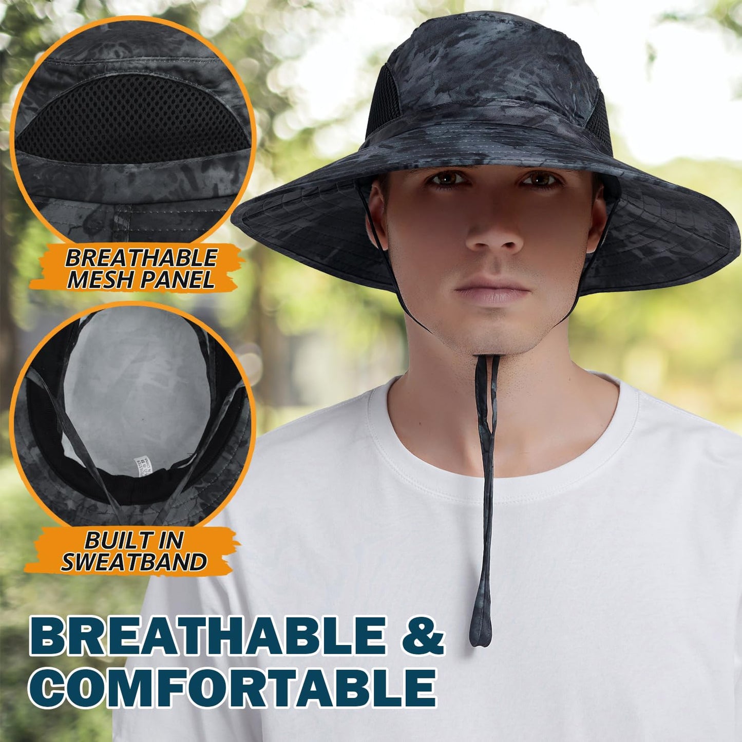 Wide-Brim Sun Hat — UPF 50+, Packable, Waterproof (EINSKEY)