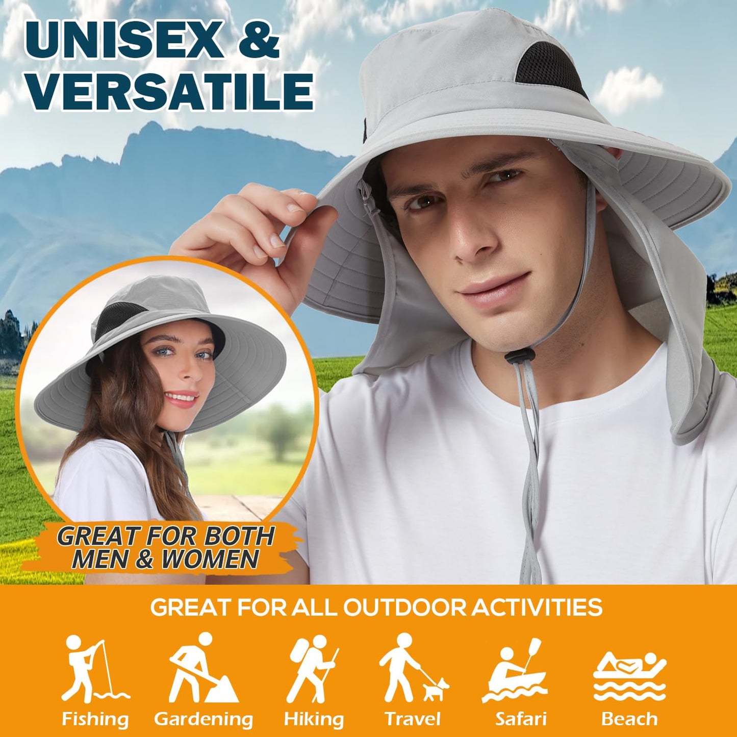 Wide-Brim Sun Hat — UPF 50+, Packable, Waterproof (EINSKEY)