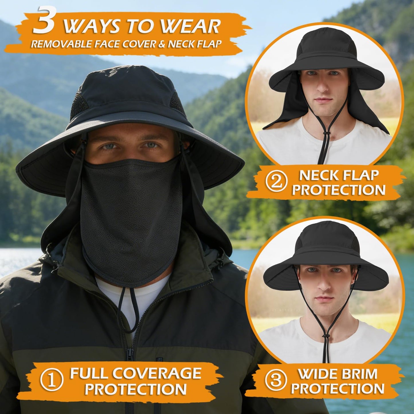EINSKEY Wide Brim Sun Hat, UPF 50+ UV Protection Waterproof Packable Bucket Hat for Men & Women, Fishing Hiking Beach Garden