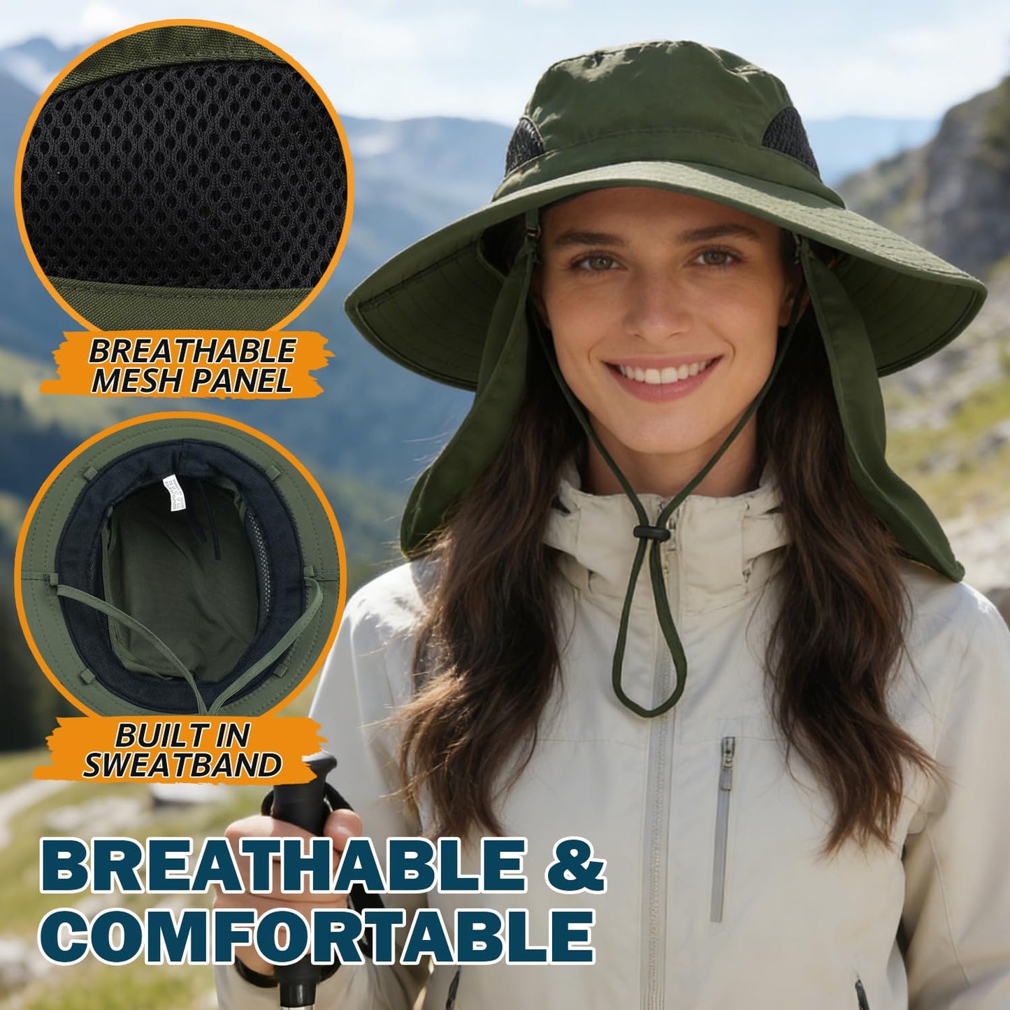 EINSKEY Wide Brim Sun Hat, UPF 50+ UV Protection Waterproof Packable Bucket Hat for Men & Women, Fishing Hiking Beach Garden