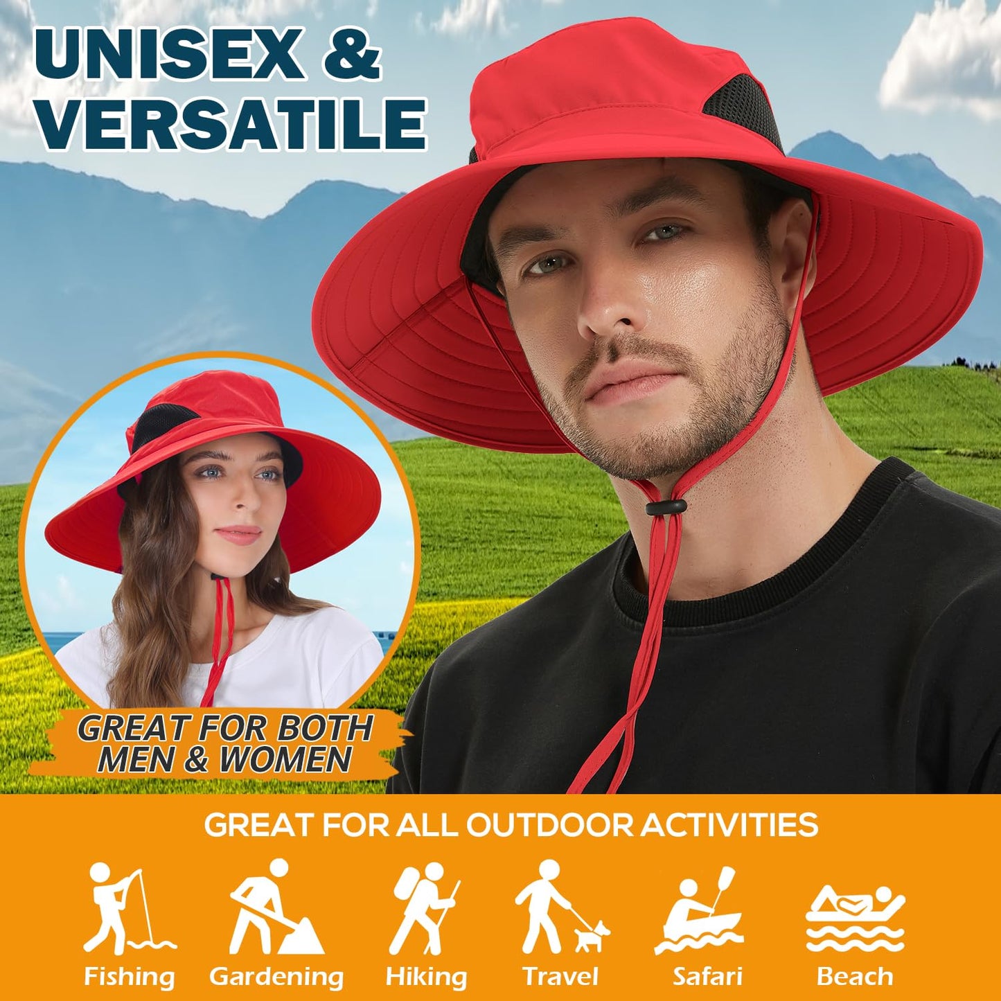 Wide-Brim Sun Hat — UPF 50+, Packable, Waterproof (EINSKEY)