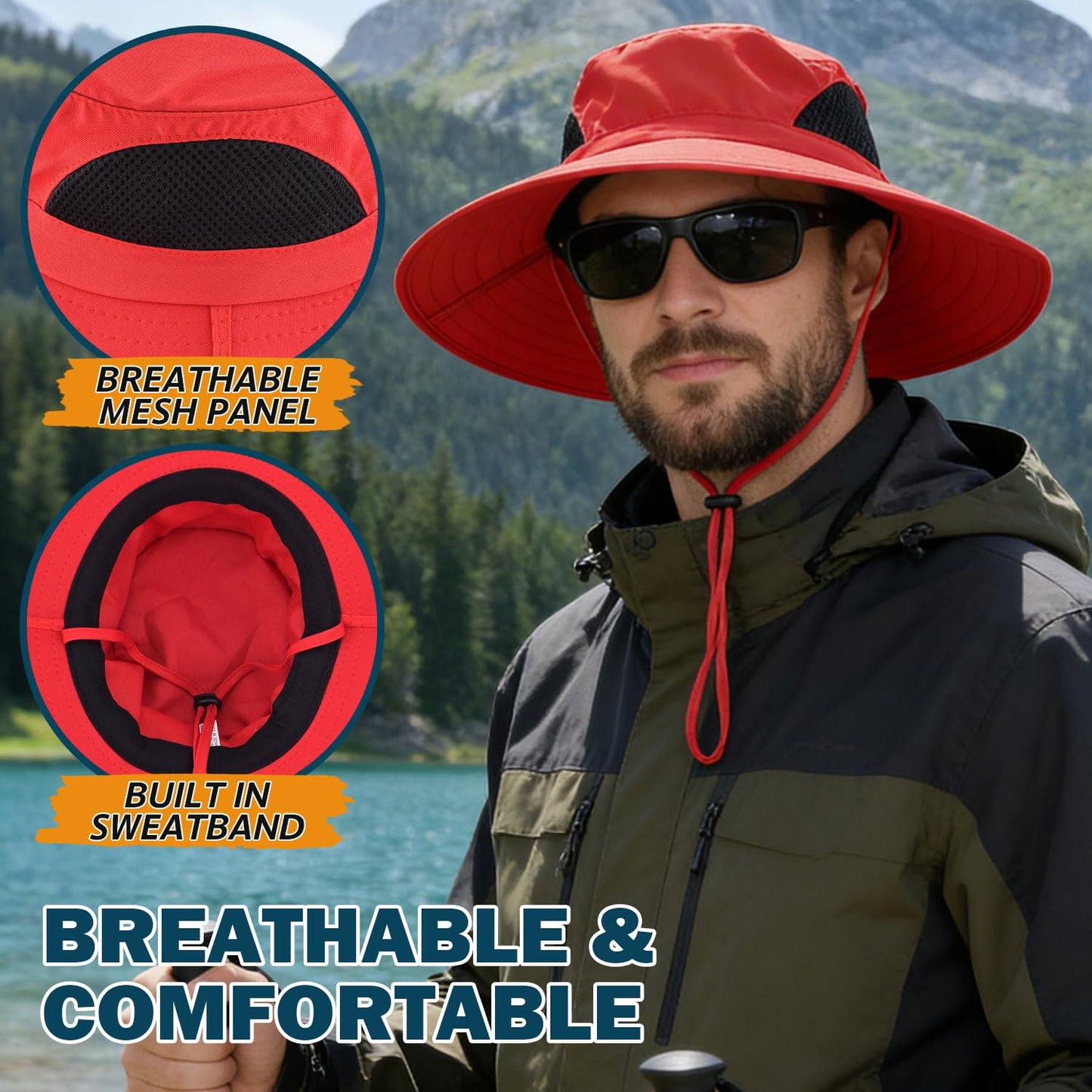 EINSKEY Wide Brim Sun Hat, UPF 50+ UV Protection Waterproof Packable Bucket Hat for Men & Women, Fishing Hiking Beach Garden