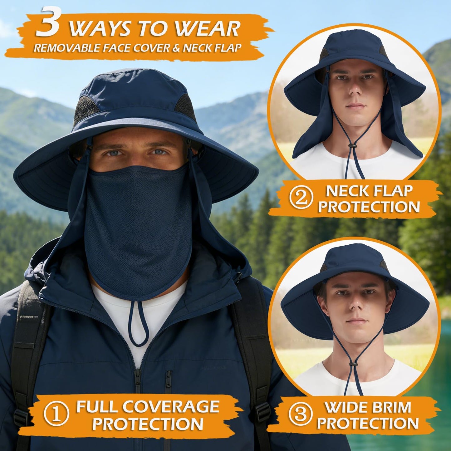 EINSKEY Wide Brim Sun Hat, UPF 50+ UV Protection Waterproof Packable Bucket Hat for Men & Women, Fishing Hiking Beach Garden