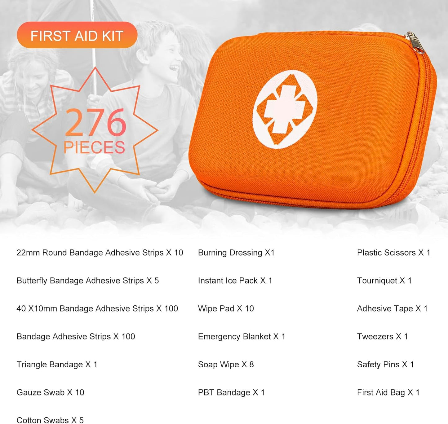 276PCS Small Travel First Aid Kit Supplies for Business, First Aid Kits Backpacking Essentials Items Trauma First Aid Survival Kits for Home Outdoor Adventure, Blue AMORNING