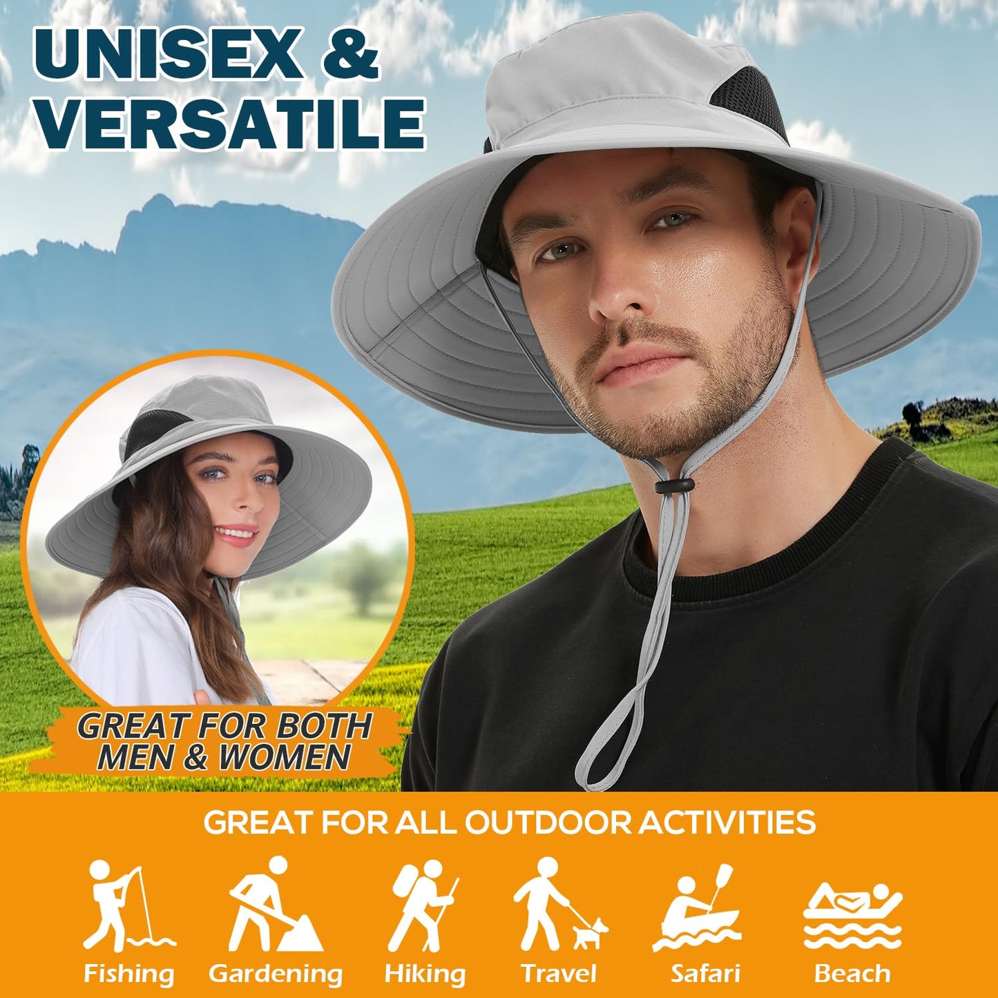 Wide-Brim Sun Hat — UPF 50+, Packable, Waterproof (EINSKEY)