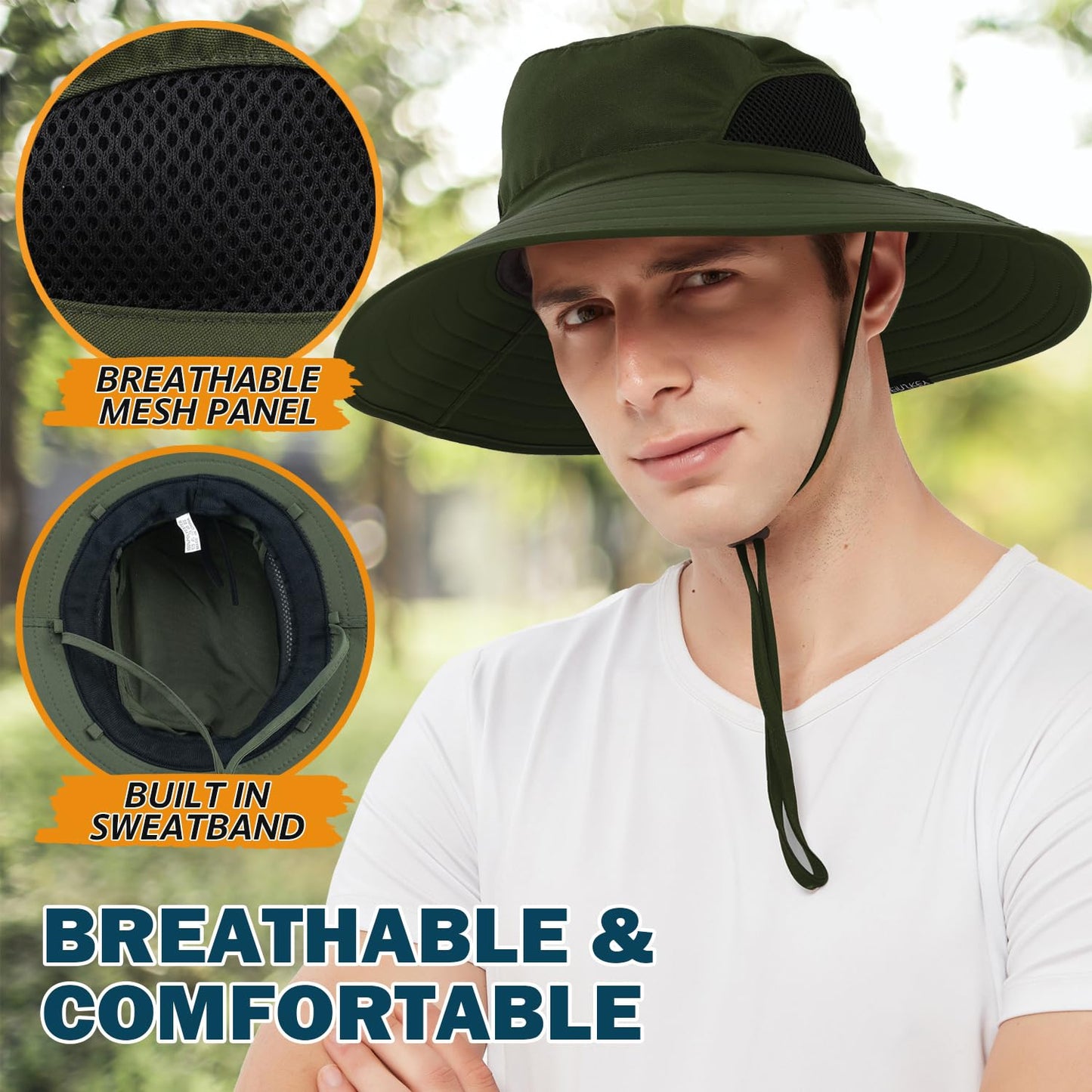 Wide-Brim Sun Hat — UPF 50+, Packable, Waterproof (EINSKEY)