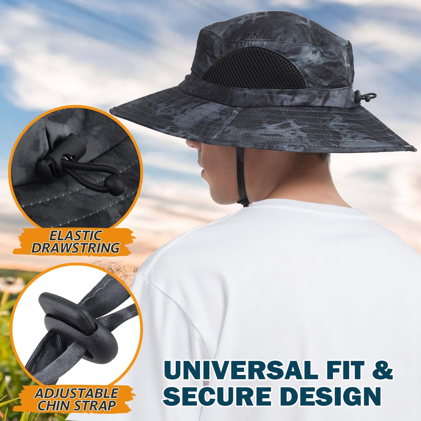 Wide-Brim Sun Hat — UPF 50+, Packable, Waterproof (EINSKEY)