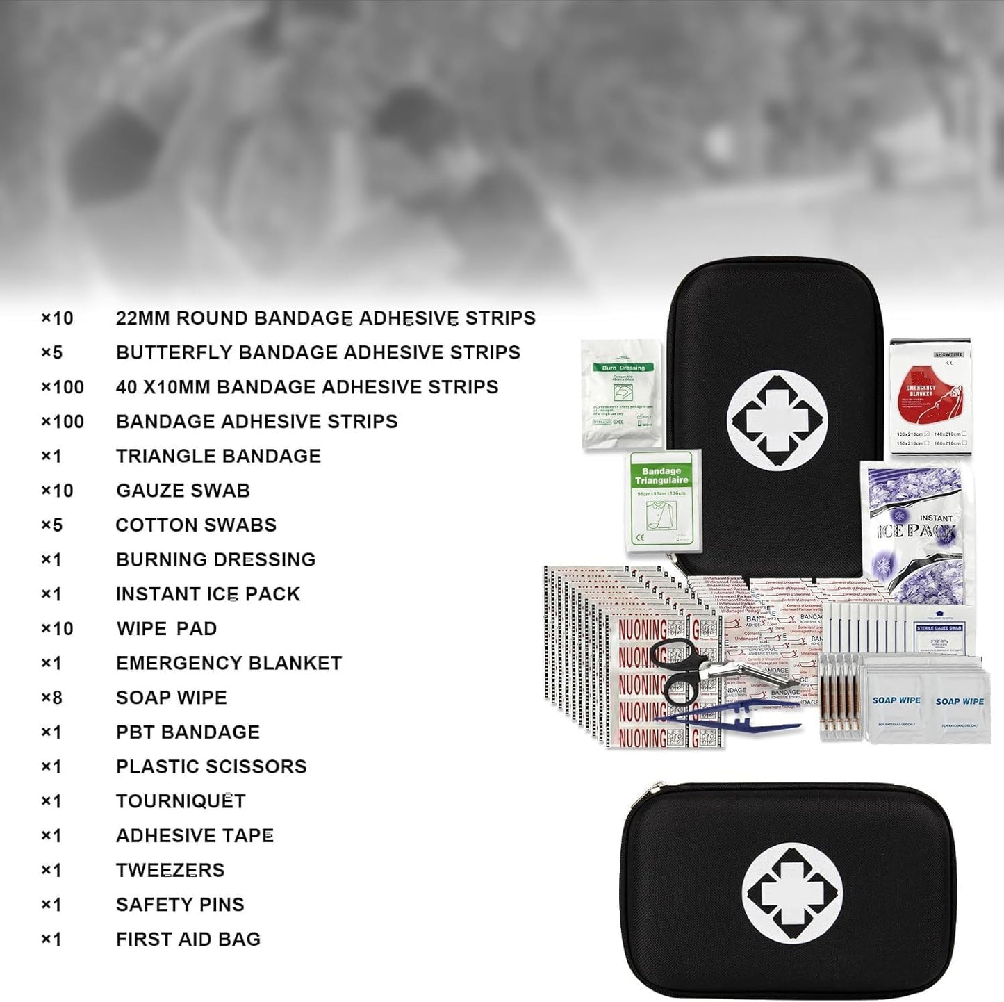 276PCS Small Travel First Aid Kit Supplies for Business, First Aid Kits Backpacking Essentials Items Trauma First Aid Survival Kits for Home Outdoor Adventure, Blue AMORNING