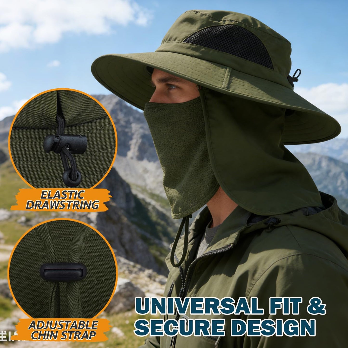 EINSKEY Wide Brim Sun Hat, UPF 50+ UV Protection Waterproof Packable Bucket Hat for Men & Women, Fishing Hiking Beach Garden