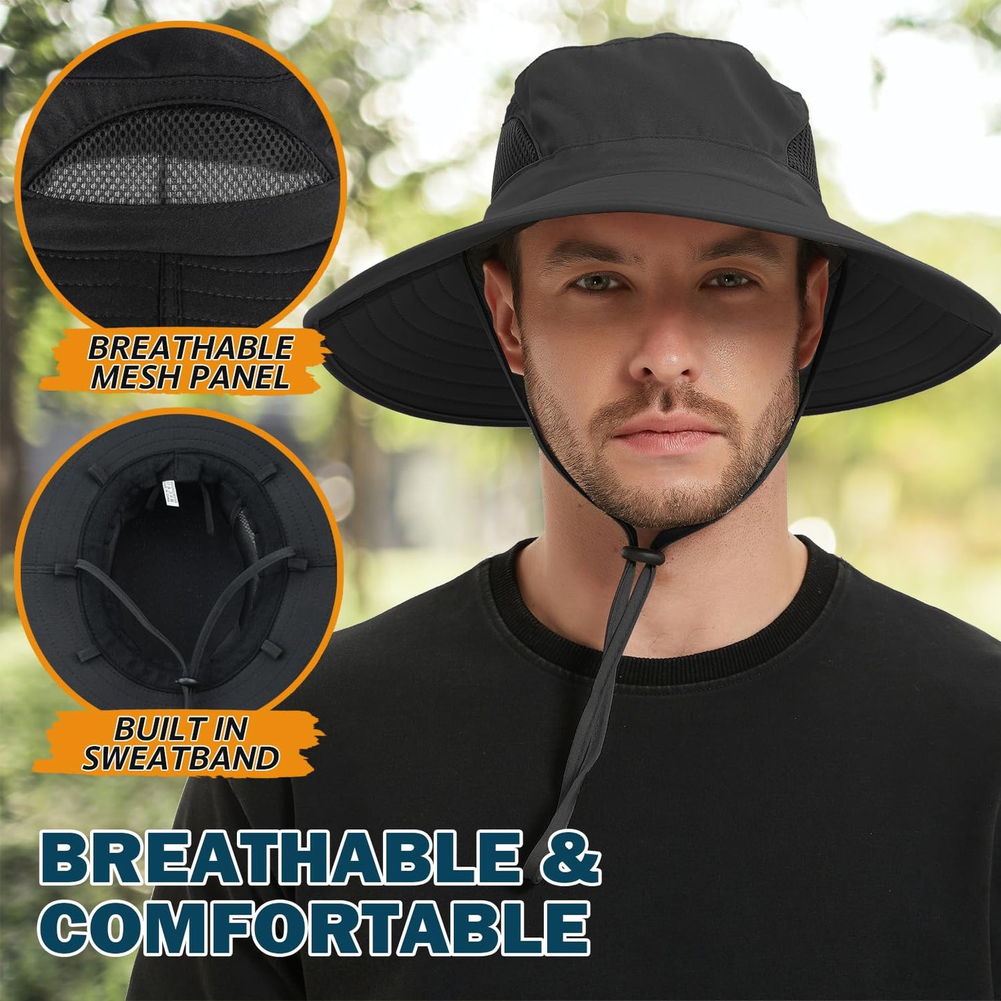Wide-Brim Sun Hat — UPF 50+, Packable, Waterproof (EINSKEY)