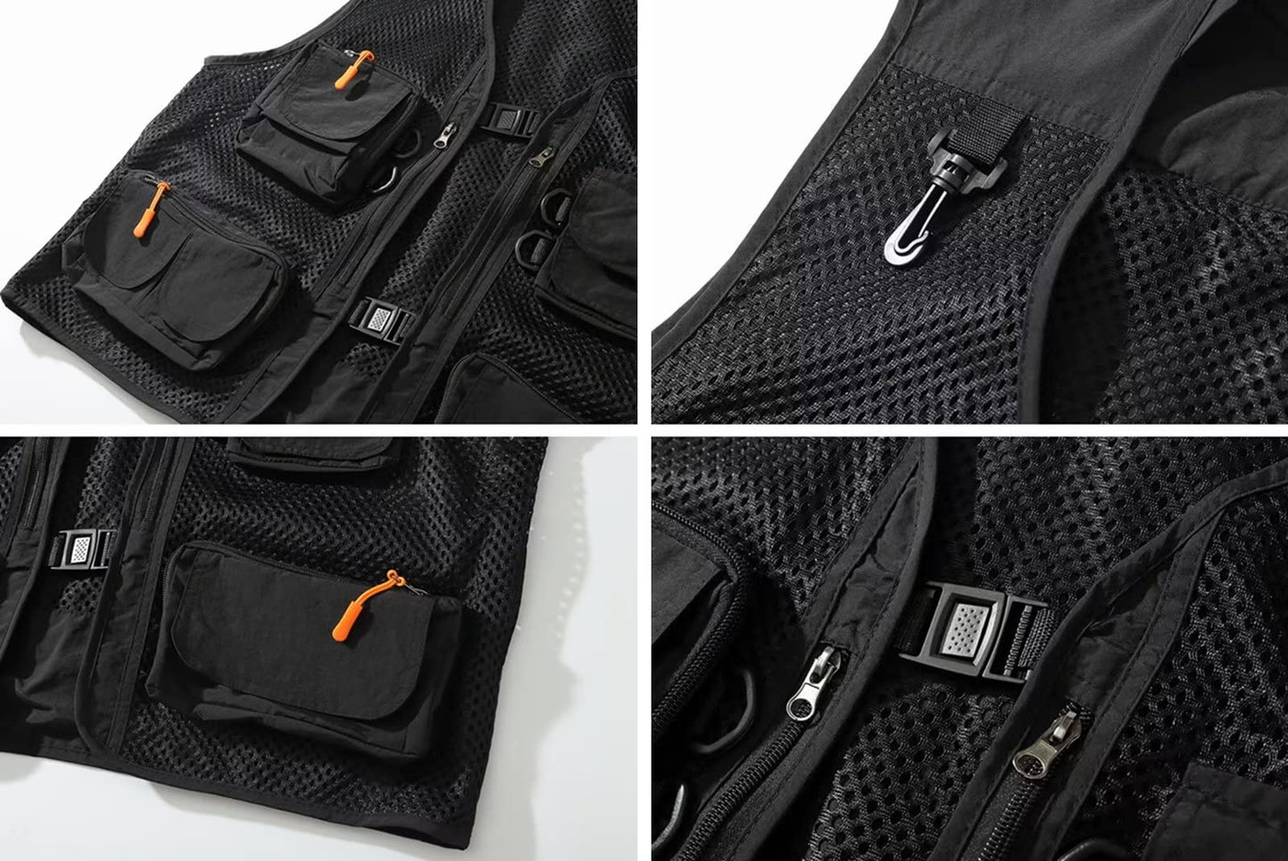 Men Mesh Breathable Multi-Pocket Vest Outdoor Travelers Fly Fishing Photography