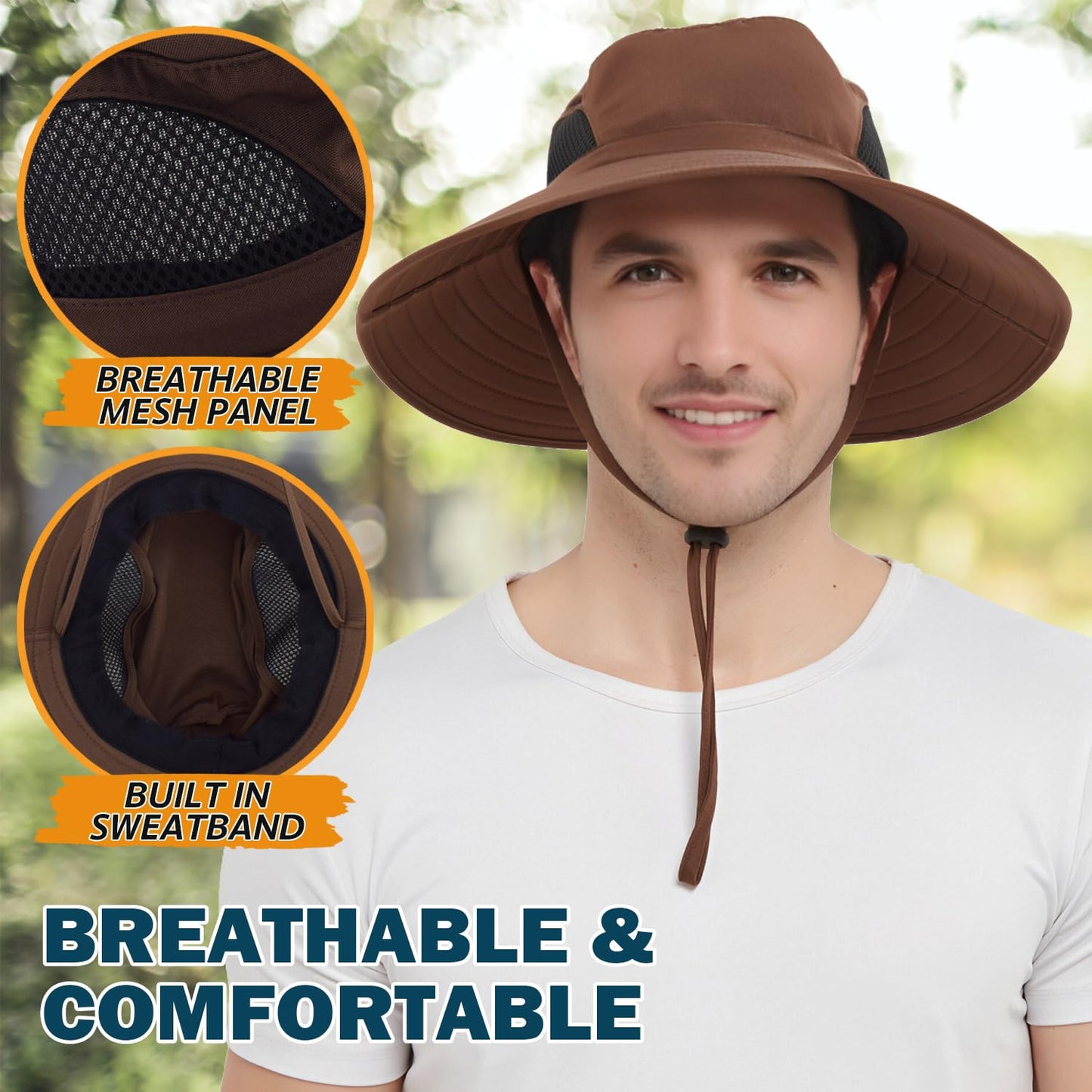Wide-Brim Sun Hat — UPF 50+, Packable, Waterproof (EINSKEY)