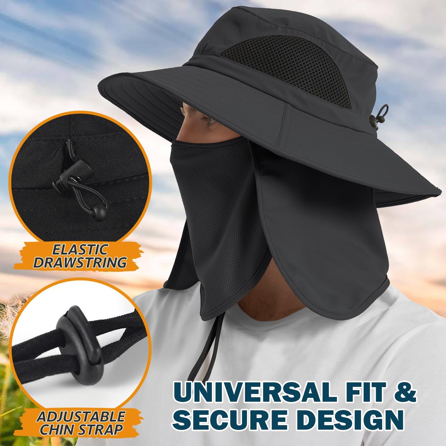 Wide-Brim Sun Hat — UPF 50+, Packable, Waterproof (EINSKEY)