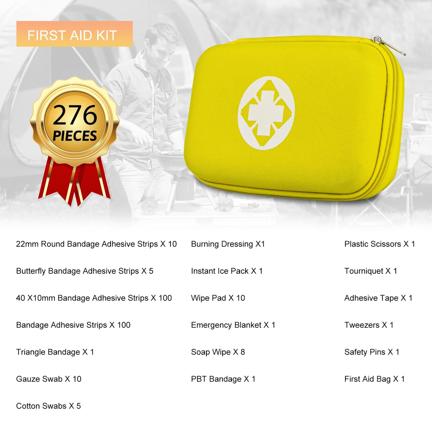 276PCS Small Travel First Aid Kit Supplies for Business, First Aid Kits Backpacking Essentials Items Trauma First Aid Survival Kits for Home Outdoor Adventure, Blue AMORNING