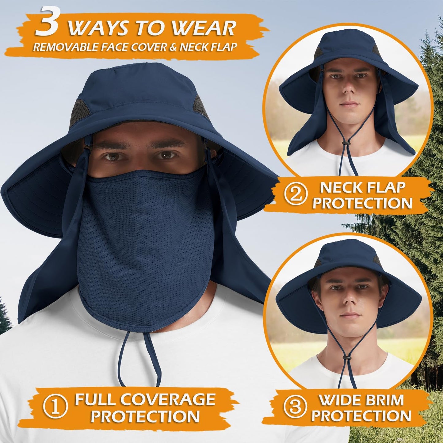 Wide-Brim Sun Hat — UPF 50+, Packable, Waterproof (EINSKEY)