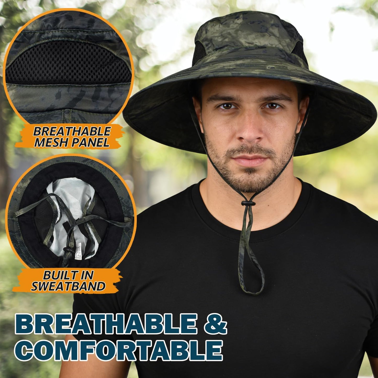 EINSKEY Wide Brim Sun Hat, UPF 50+ UV Protection Waterproof Packable Bucket Hat for Men & Women, Fishing Hiking Beach Garden