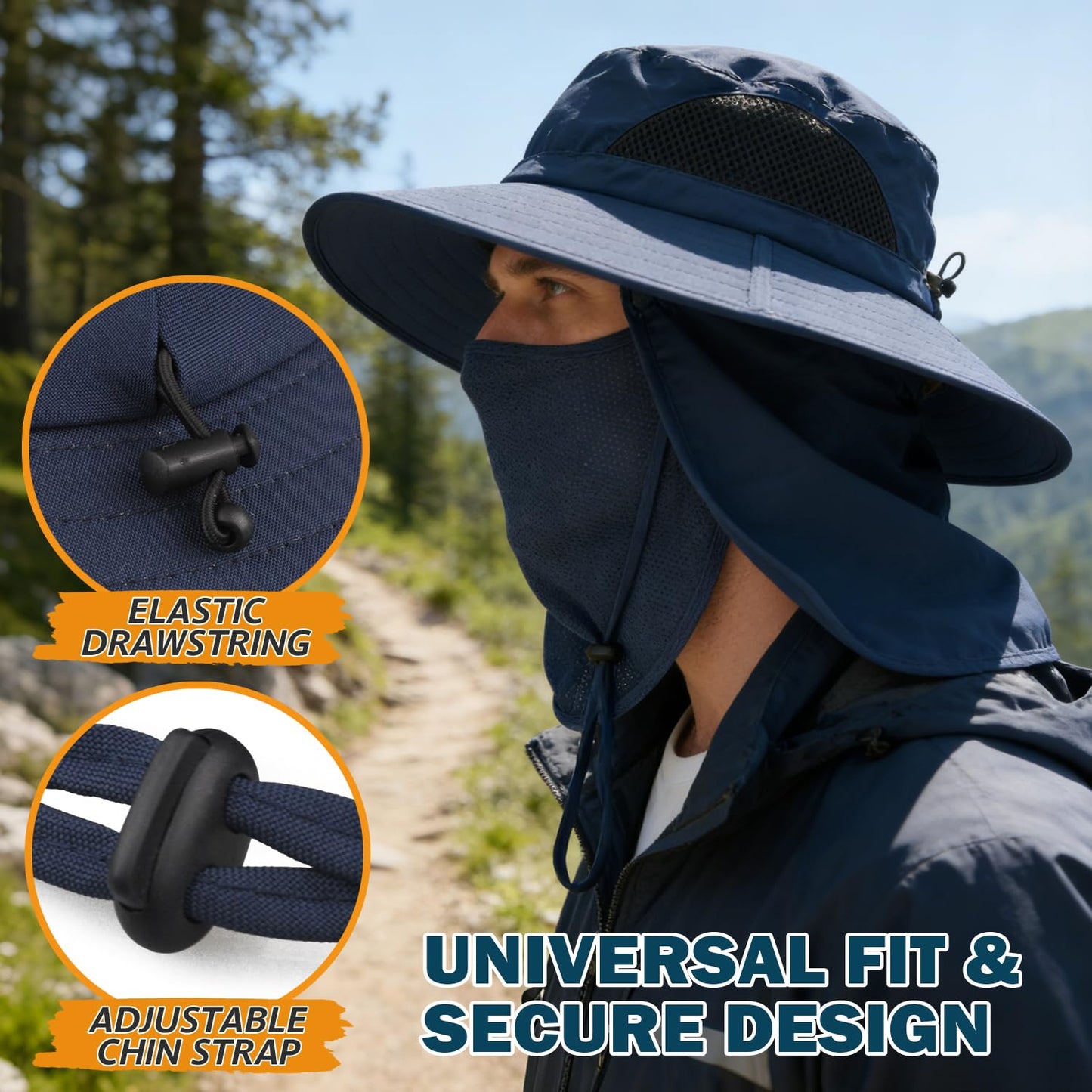 EINSKEY Wide Brim Sun Hat, UPF 50+ UV Protection Waterproof Packable Bucket Hat for Men & Women, Fishing Hiking Beach Garden