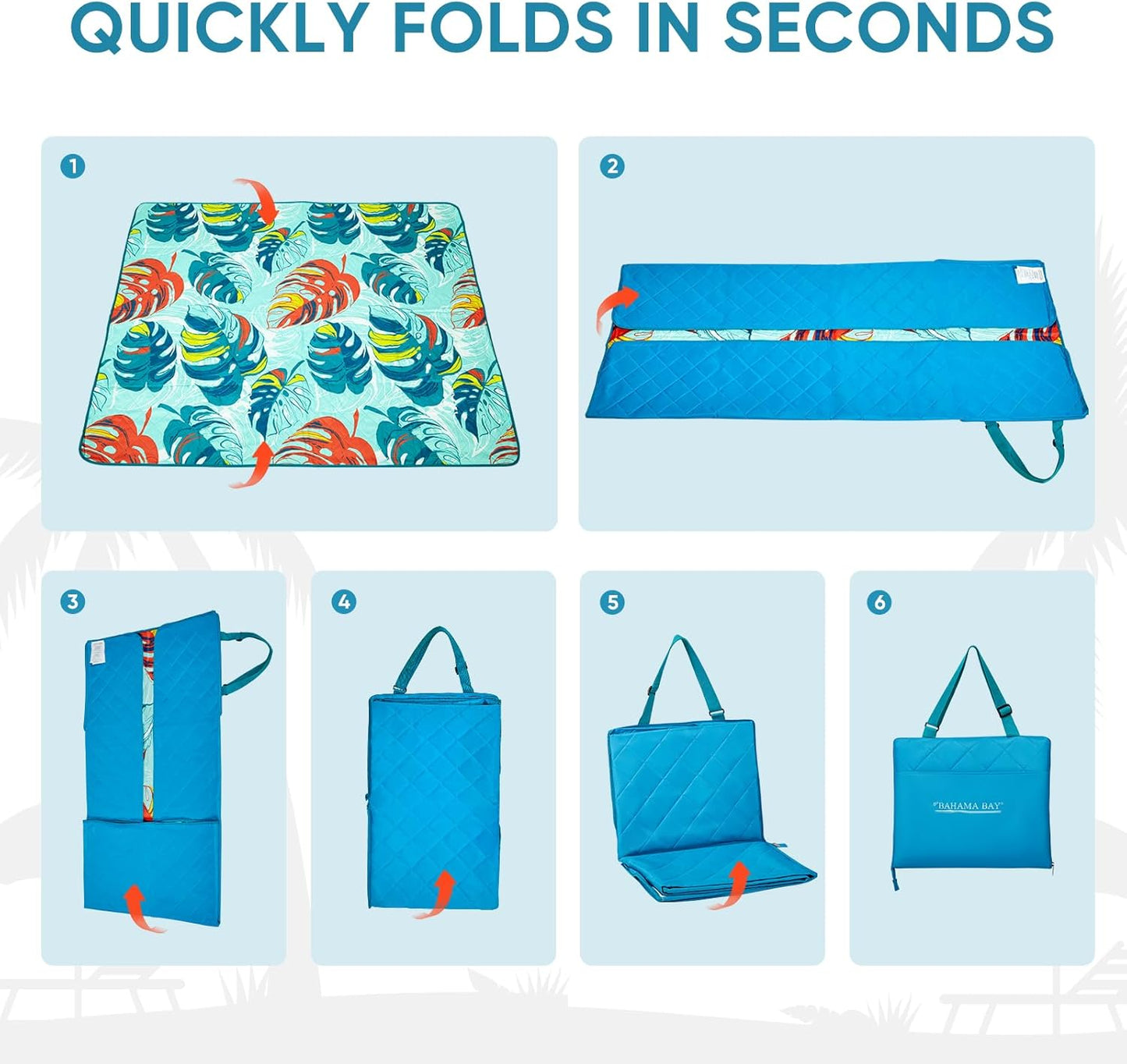 Sand-Proof Beach Blanket — Water-Resistant, Foldable (Old Bahama Bay)
