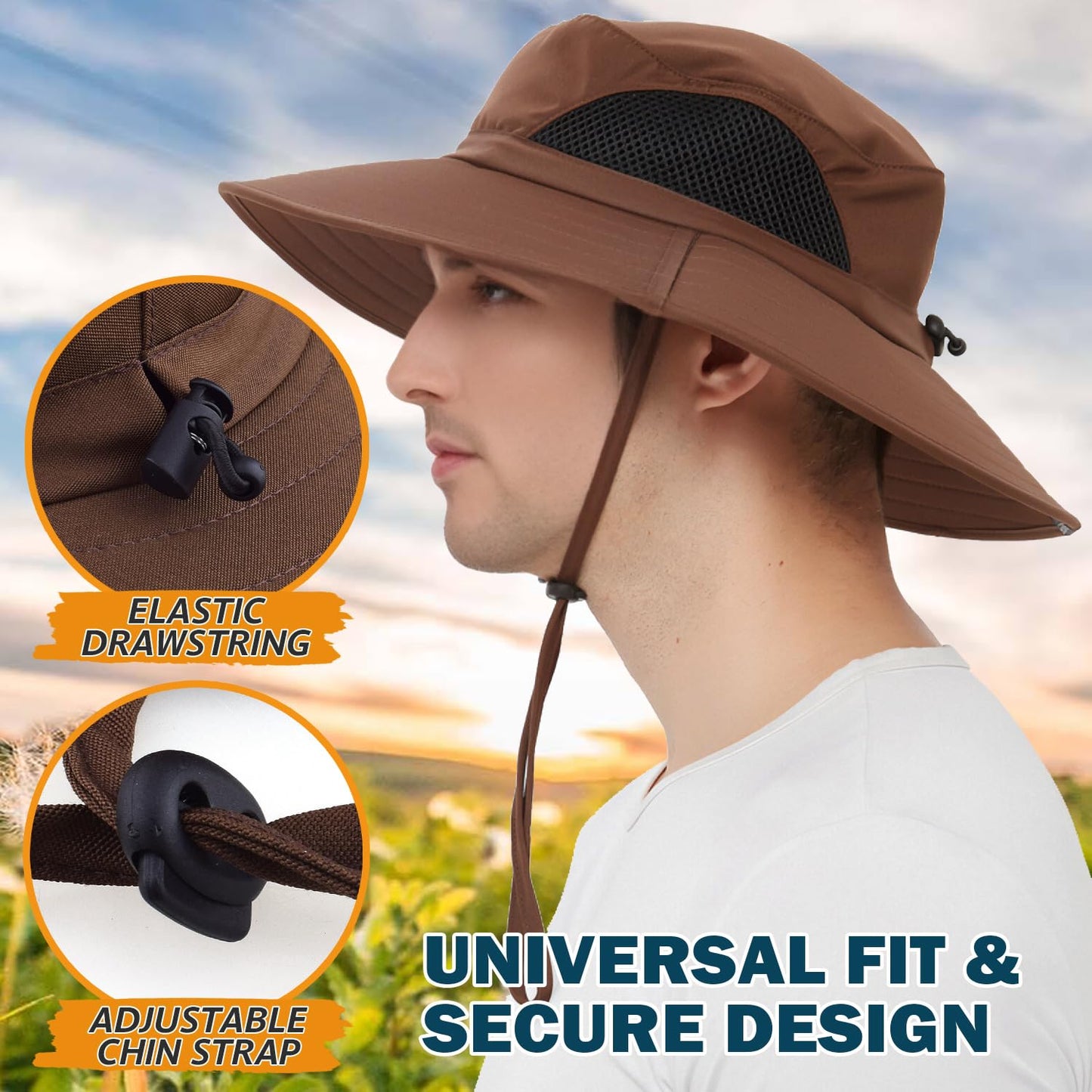 Wide-Brim Sun Hat — UPF 50+, Packable, Waterproof (EINSKEY)