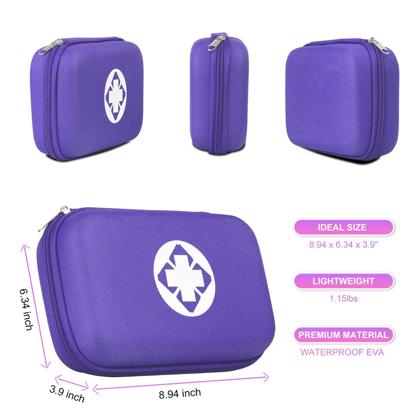 276PCS Small Travel First Aid Kit Supplies for Business, First Aid Kits Backpacking Essentials Items Trauma First Aid Survival Kits for Home Outdoor Adventure, Blue AMORNING
