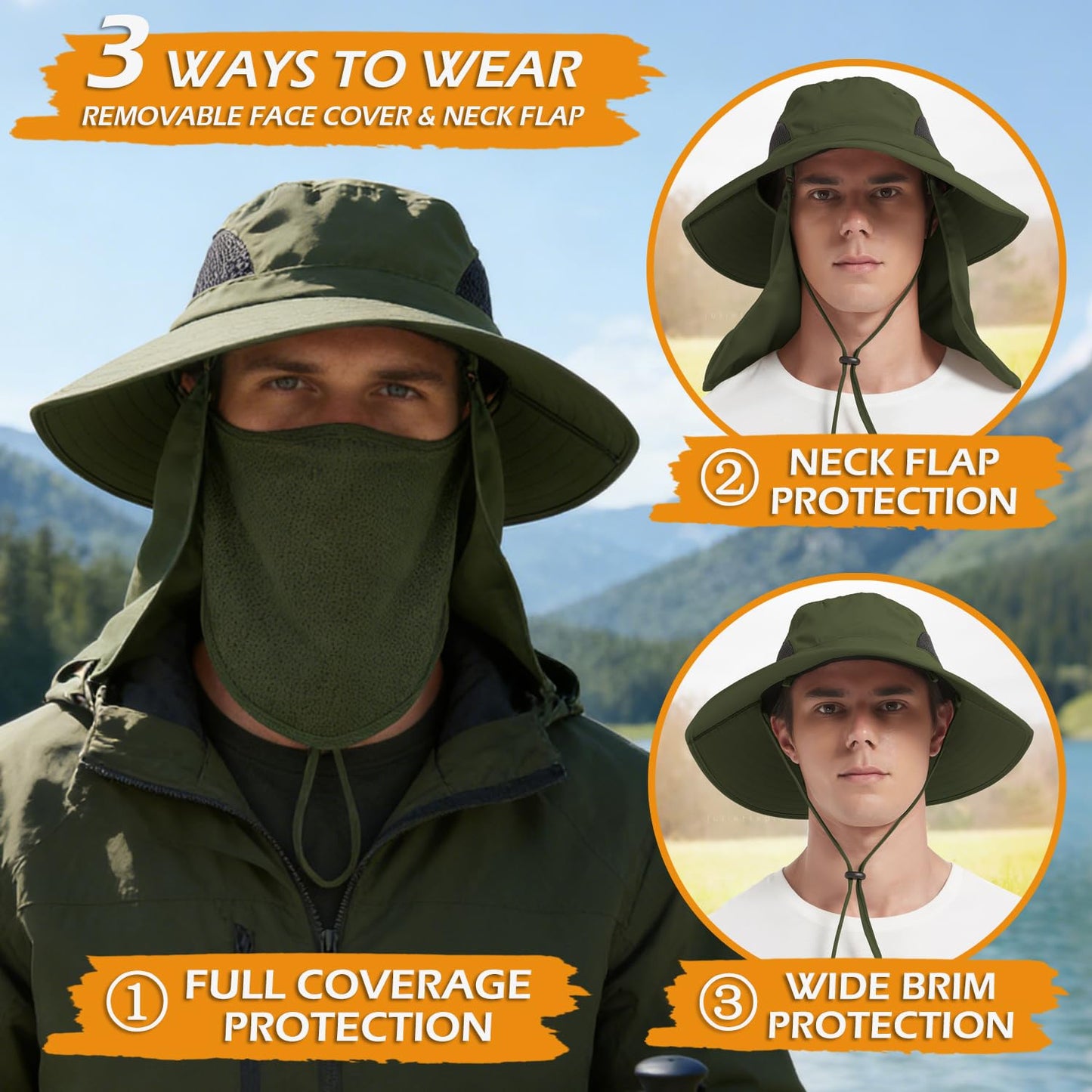 EINSKEY Wide Brim Sun Hat, UPF 50+ UV Protection Waterproof Packable Bucket Hat for Men & Women, Fishing Hiking Beach Garden