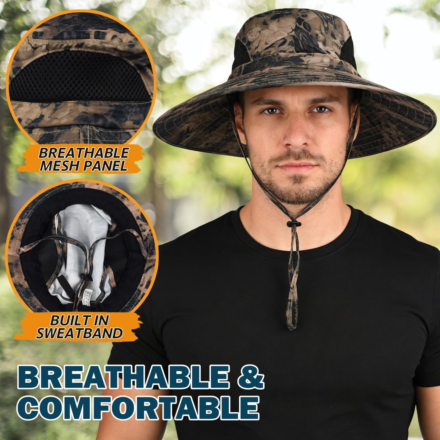 EINSKEY Wide Brim Sun Hat, UPF 50+ UV Protection Waterproof Packable Bucket Hat for Men & Women, Fishing Hiking Beach Garden